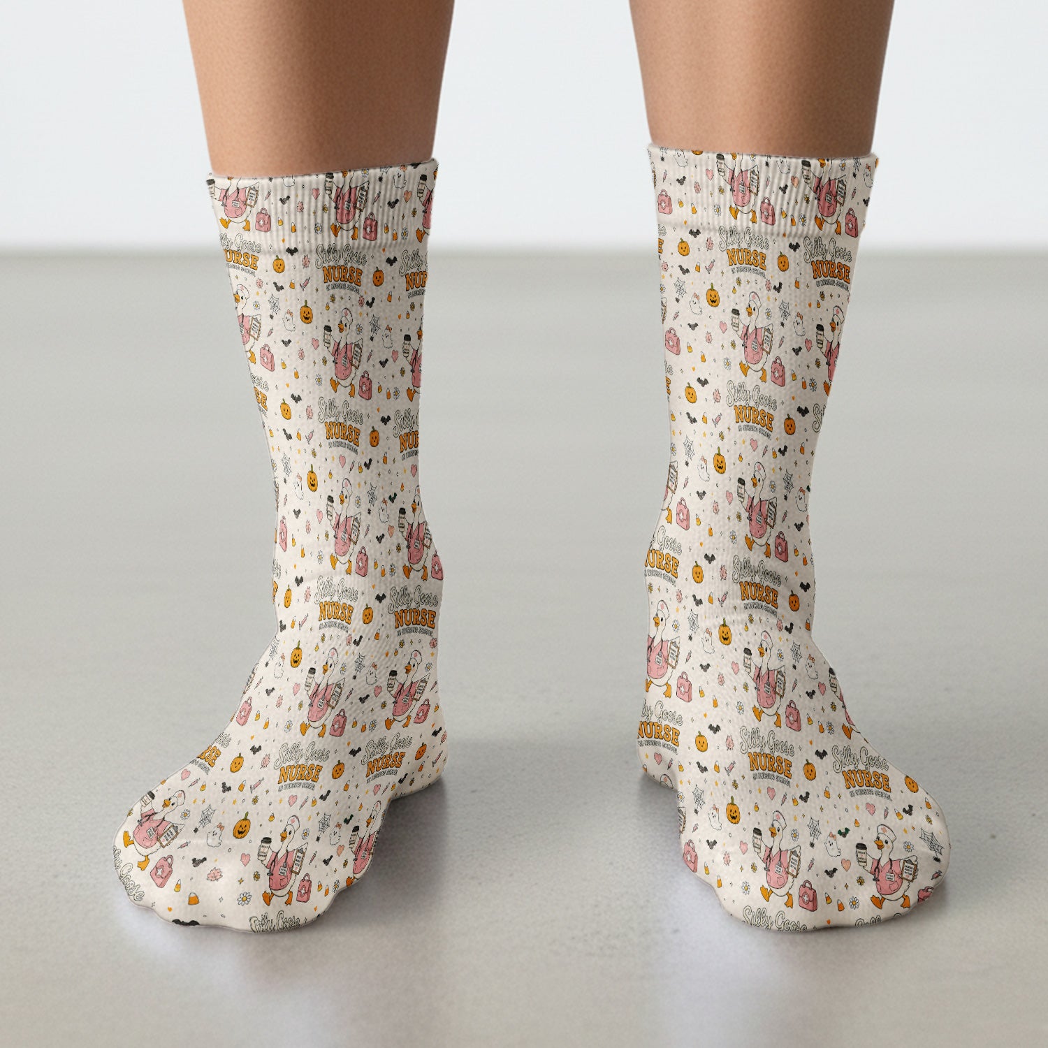 Funny Halloween Silly Goose Pattern Socks, Adult Socks for Men and Women
