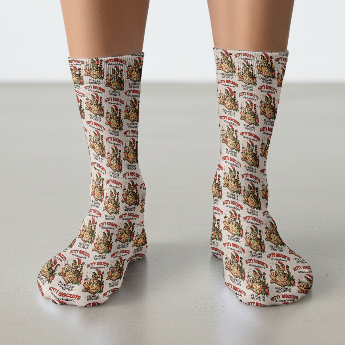 Christmas Santa And Gingerbread Pattern Socks, Adult Socks for Men and Women