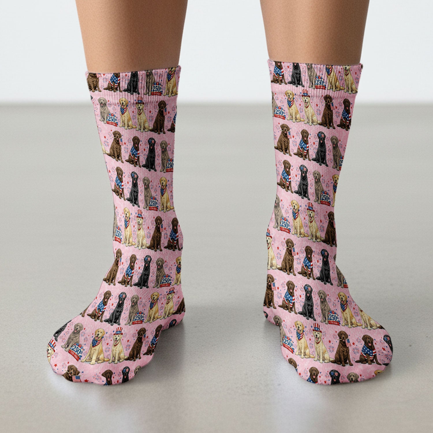 4th of July Labrador Dog Patriotic Print Socks, Breathable Fabrics Medical Uniform