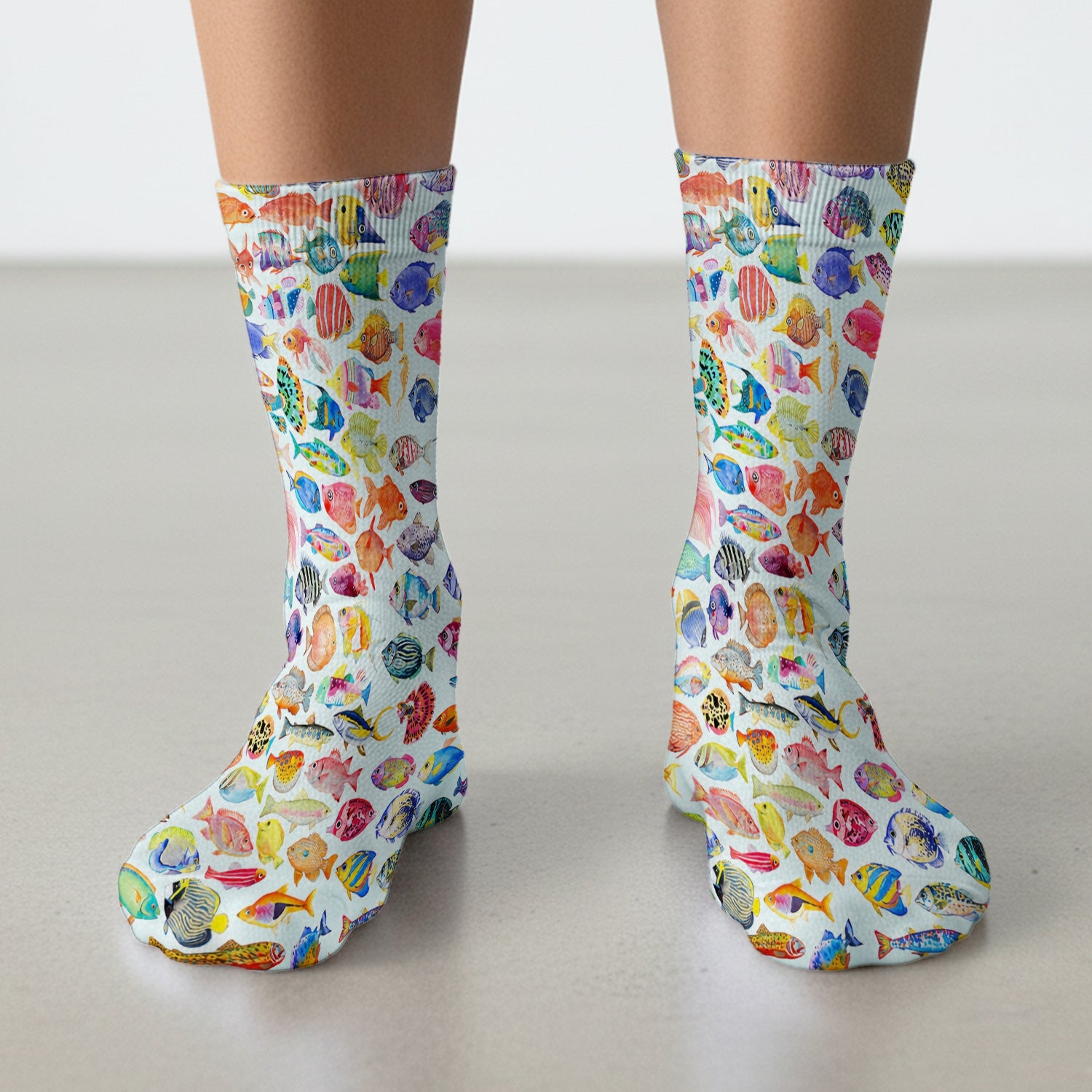 Colorful Tropical Fish Print Socks, Adult Socks for Men and Women