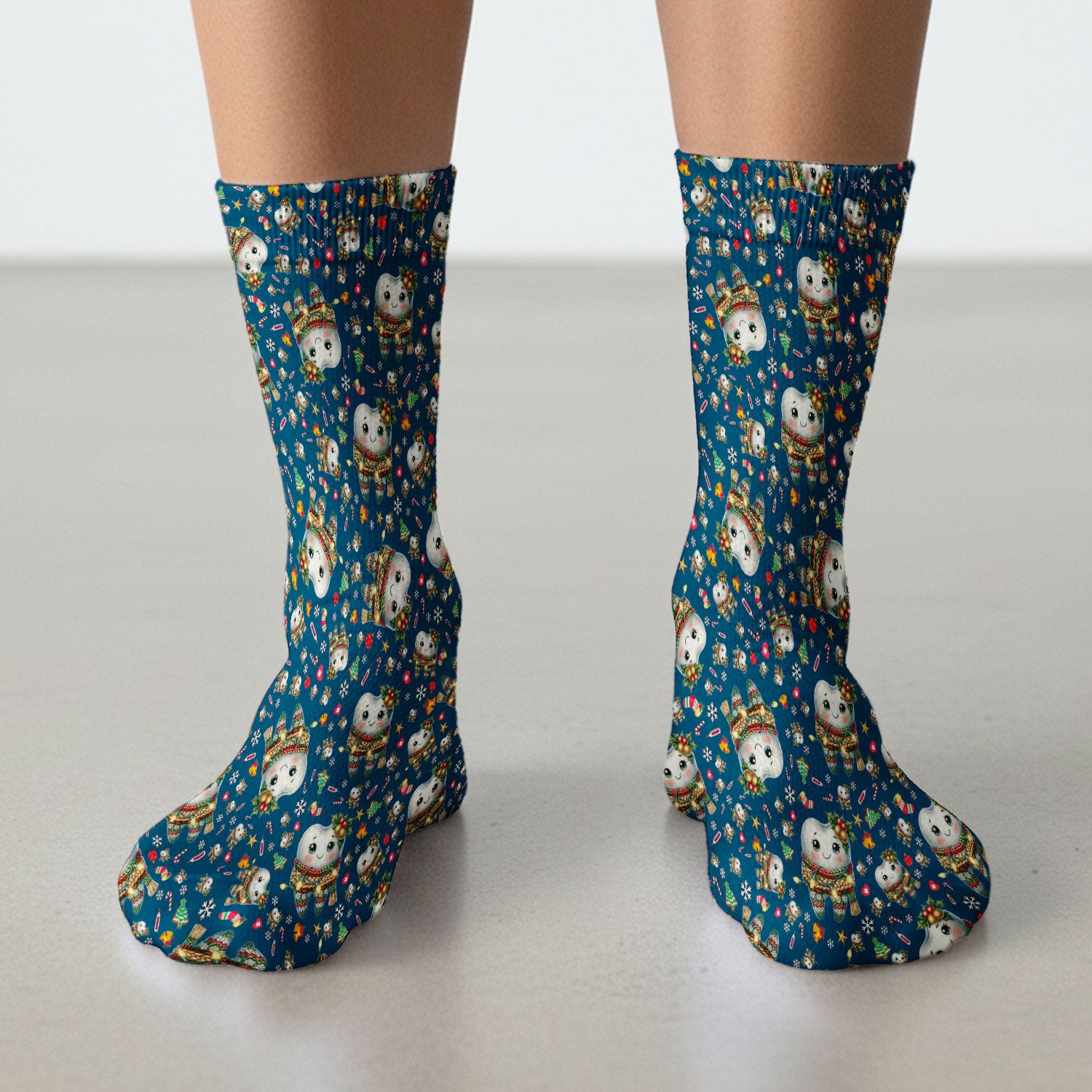 Funny Dental Christmas Socks, Cute Christmas Tooth Pattern Socks, Holiday Dentist Gift, Funny Dental Hygienist Socks For Women