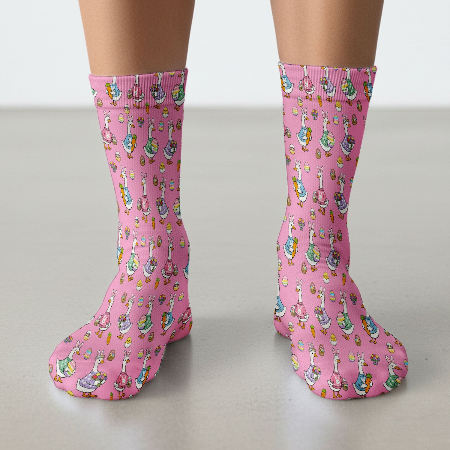 Cute Easter Goose Pattern Socks, Breathable Fabrics Medical Uniform