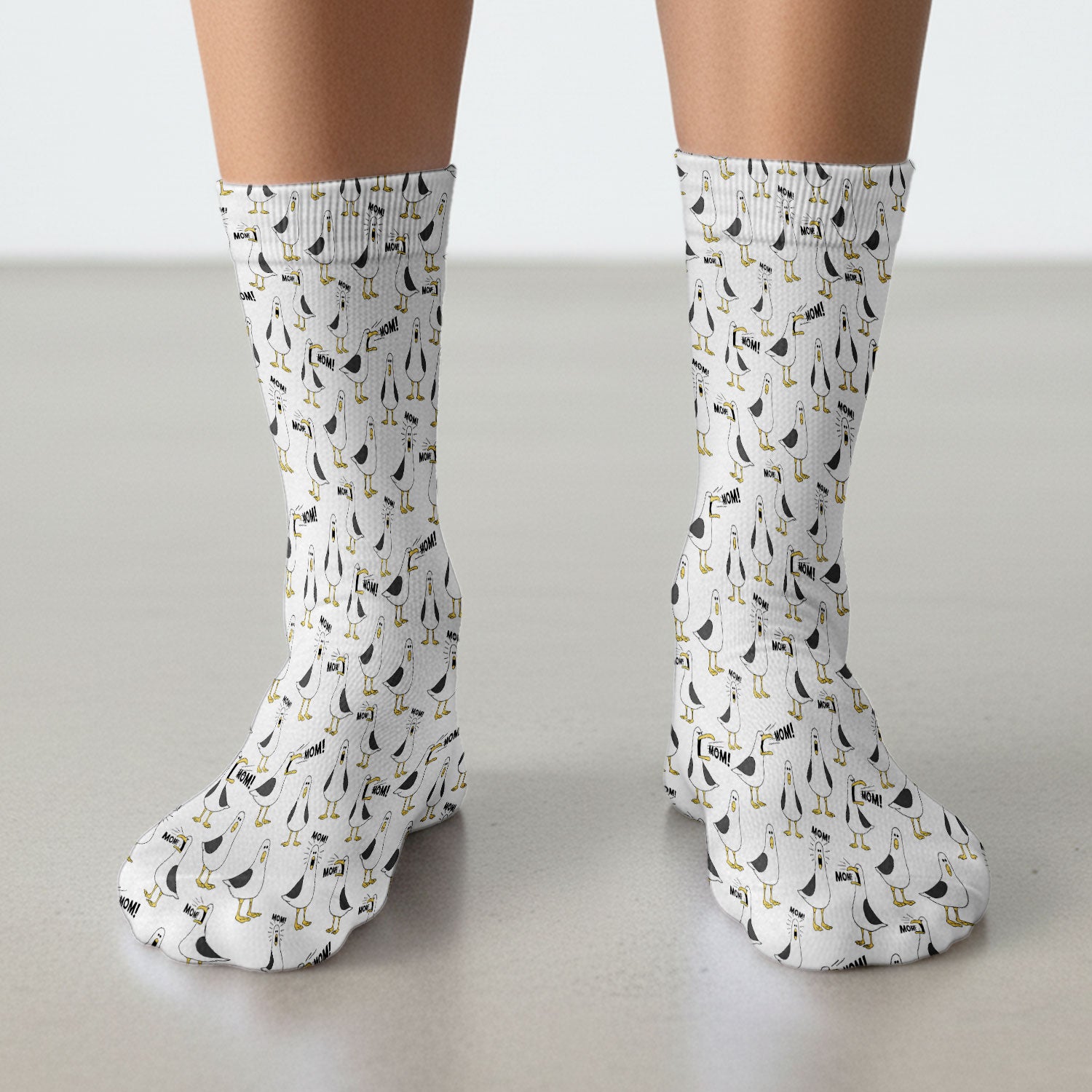 Funny Seagull Mom Seamless Pattern Scrub Socks, Socks for Nurse Doctor