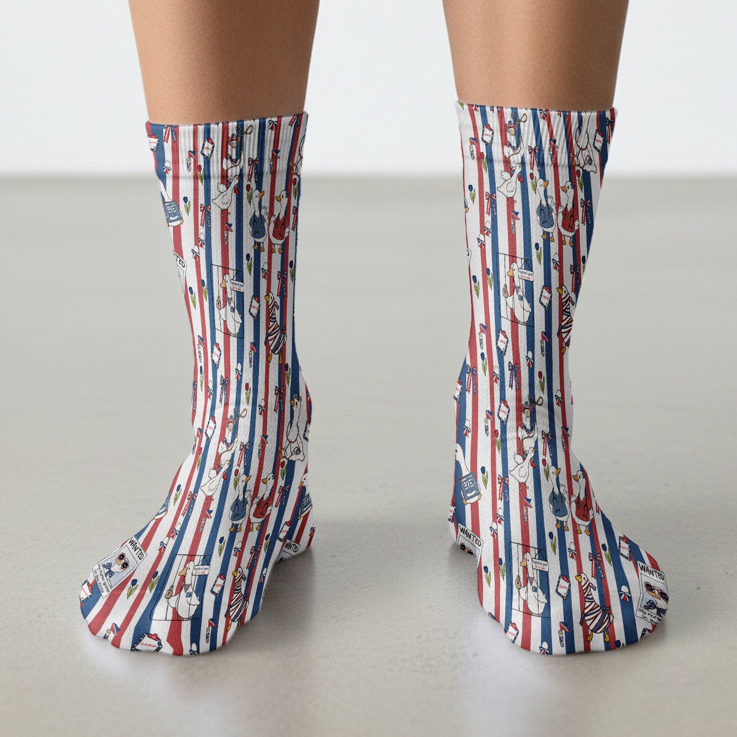Funny Patriotic Goose Nurse Pattern Socks, Adult Socks for Men and Women