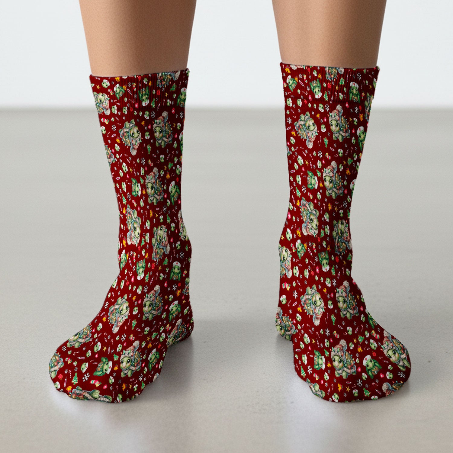 Christmas Turtle Socks for Nurse Doctor - Adult Socks for Men and Women - Breathable Fabrics Medical Uniform