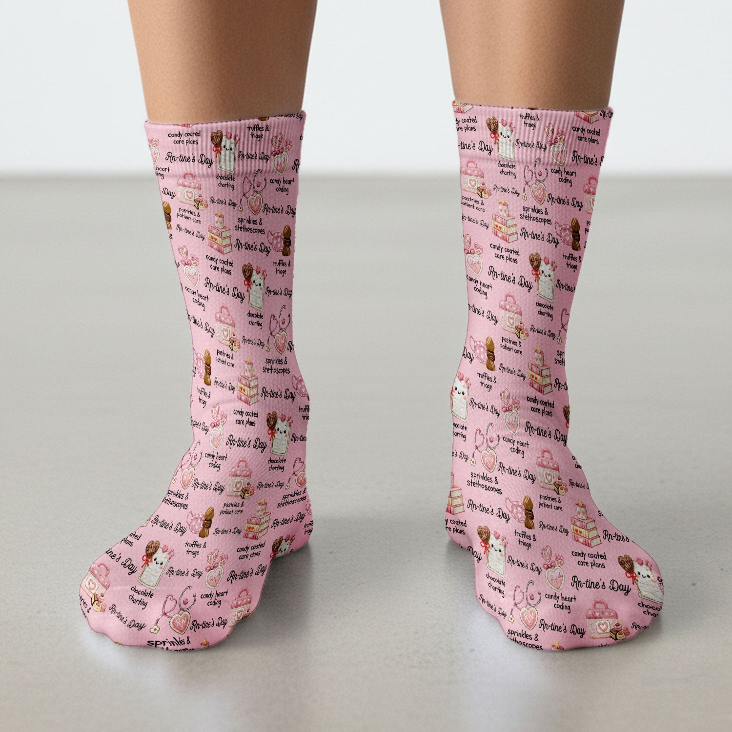RN Sweets Valentine Stethoscope Socks, Breathable Fabrics Medical Uniform