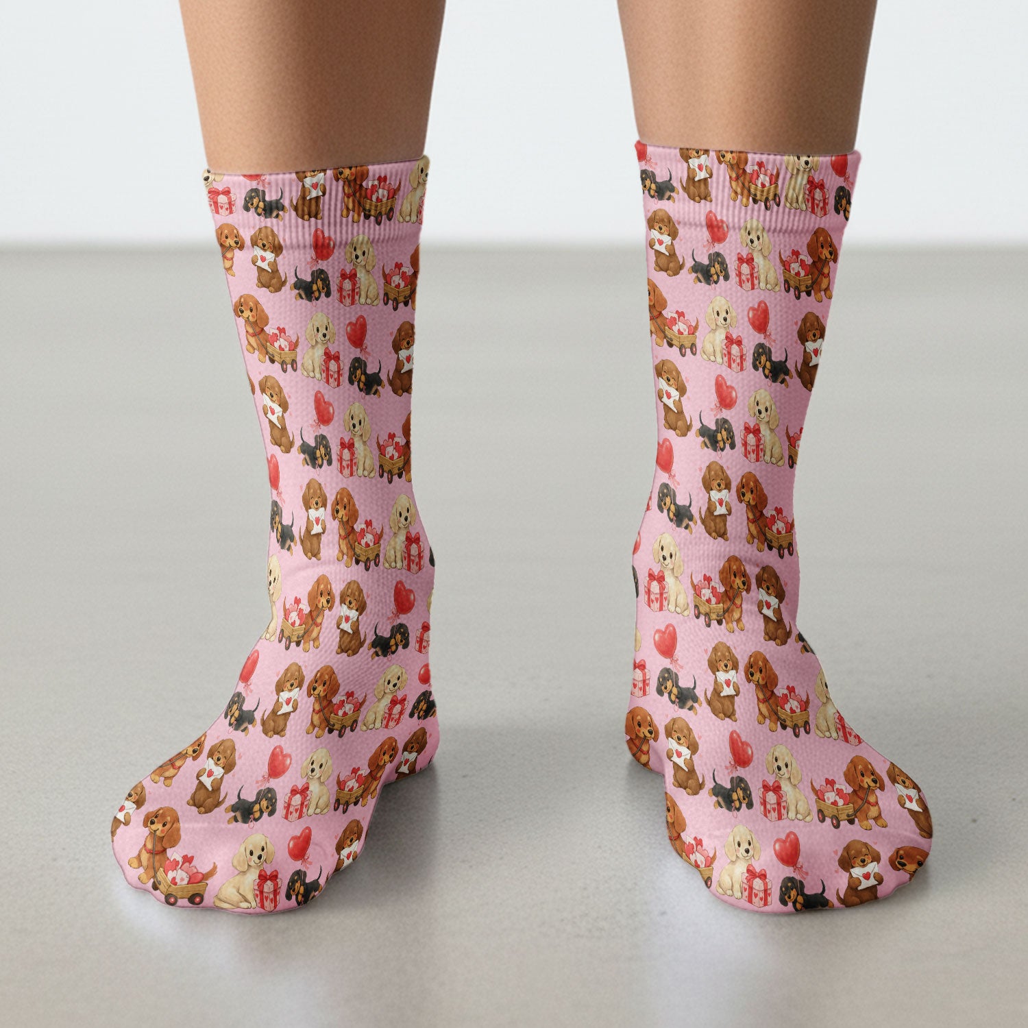Cute Dachshund Nurse Scrub Socks For Nurses, Wiener Dog Pattern Nurse Sock, Breathable Fabrics Nursing Uniform