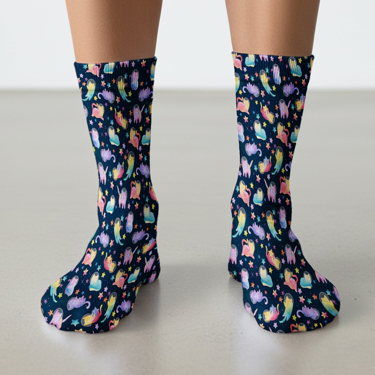 Cute Space Cat Veterinary Pattern Socks, Adult Socks for Men and Women