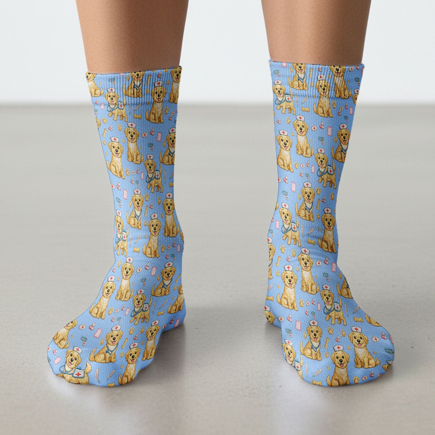 Cute Puppy Nurse Medical Print Medical Socks, Socks for Nurse Doctor