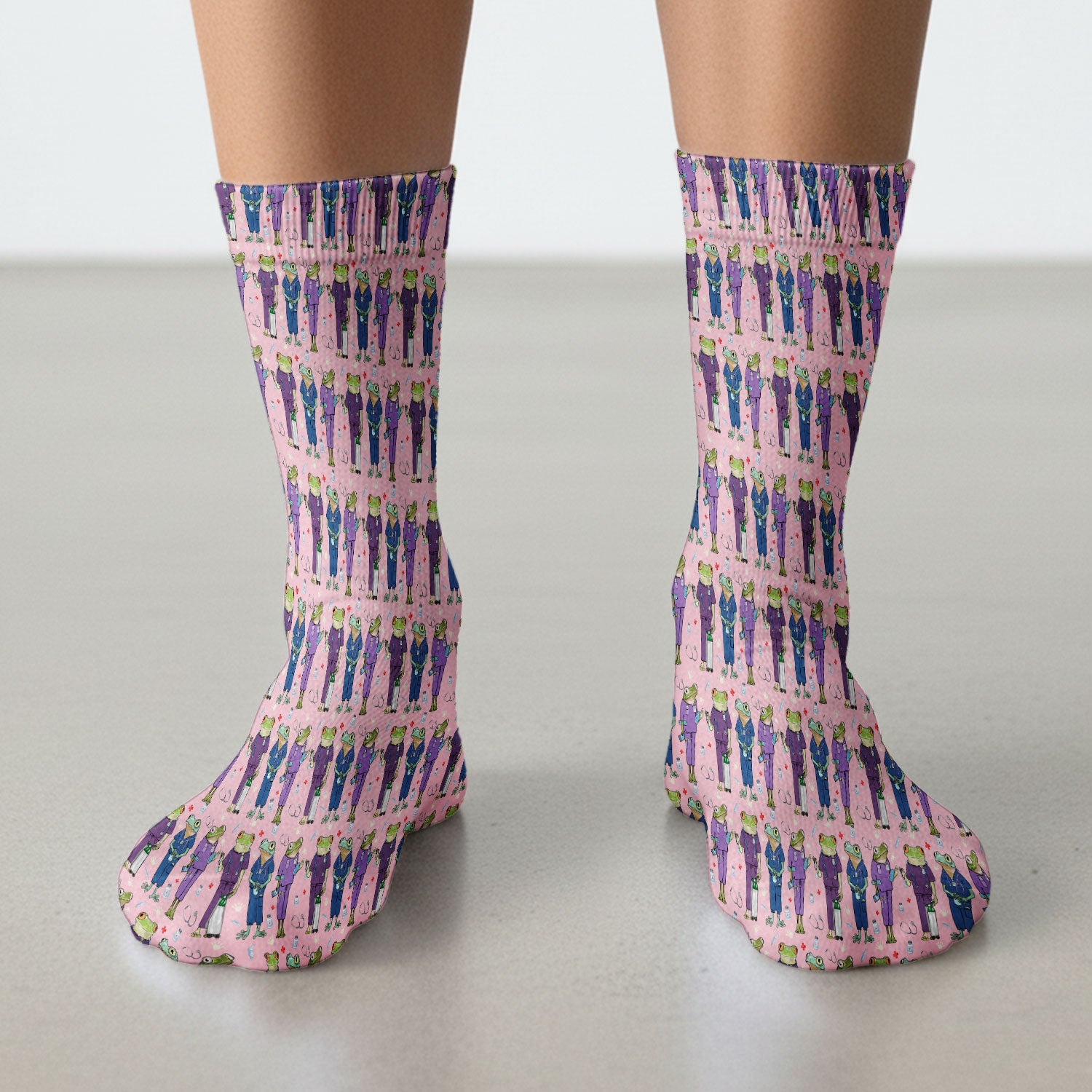 Funny Frog Nurse Pattern Socks, Adult Socks for Men and Women