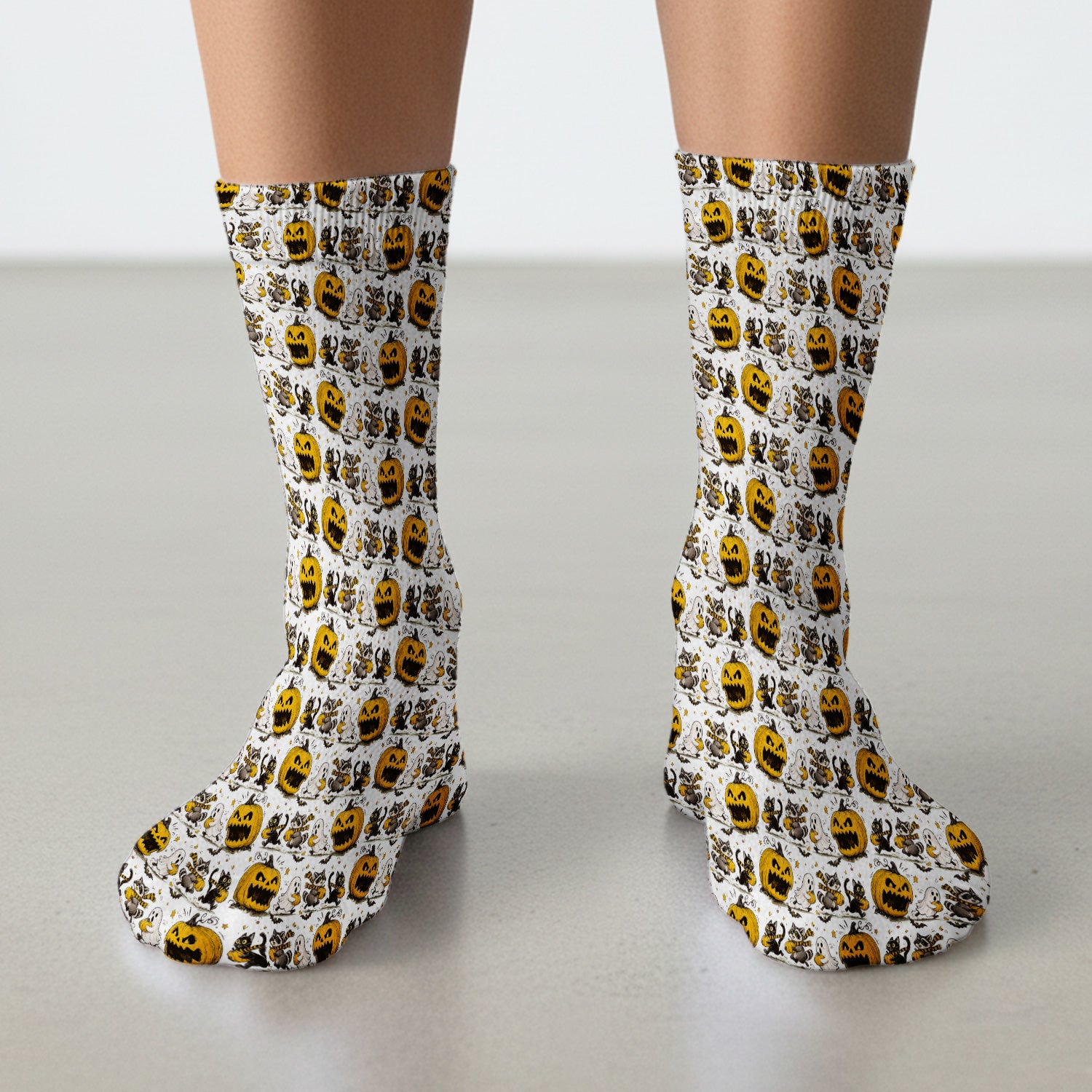 Spooky Halloween Woodland Critters Pattern Socks, Adult Socks for Men and Women