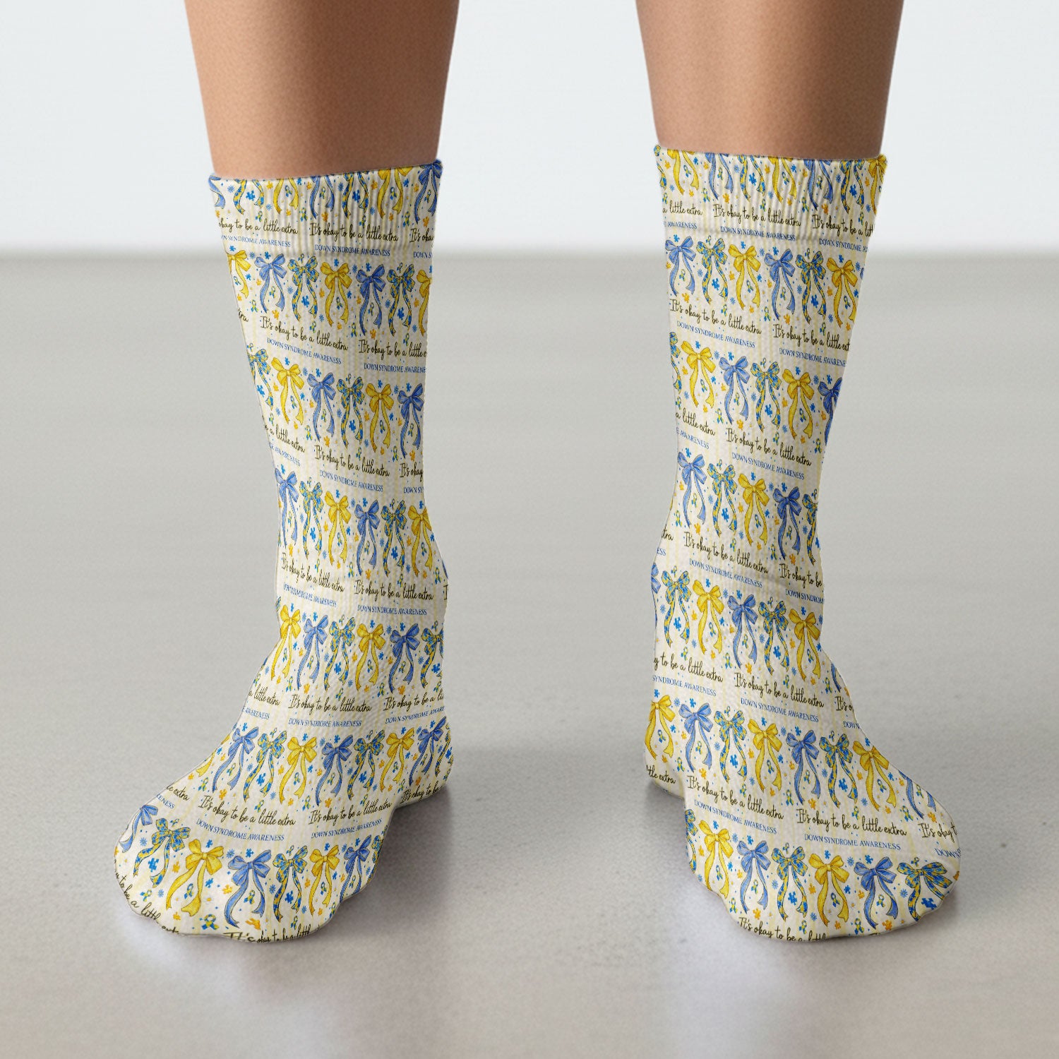 Down Syndrome Awareness Ribbon Pattern Socks, Breathable Fabrics Medical Uniform