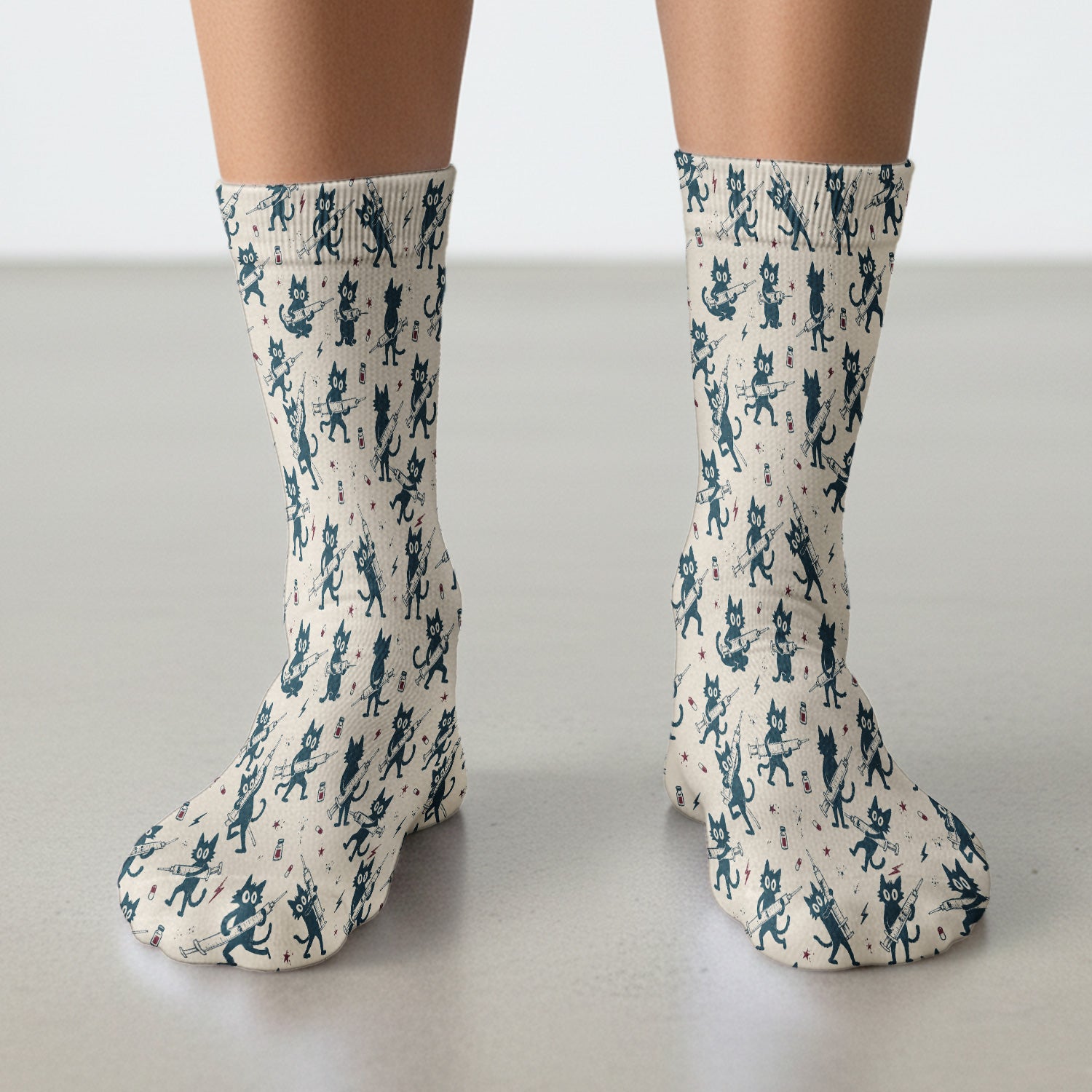Funny Black Cats With Syringes Socks, Adult Socks for Men and Women