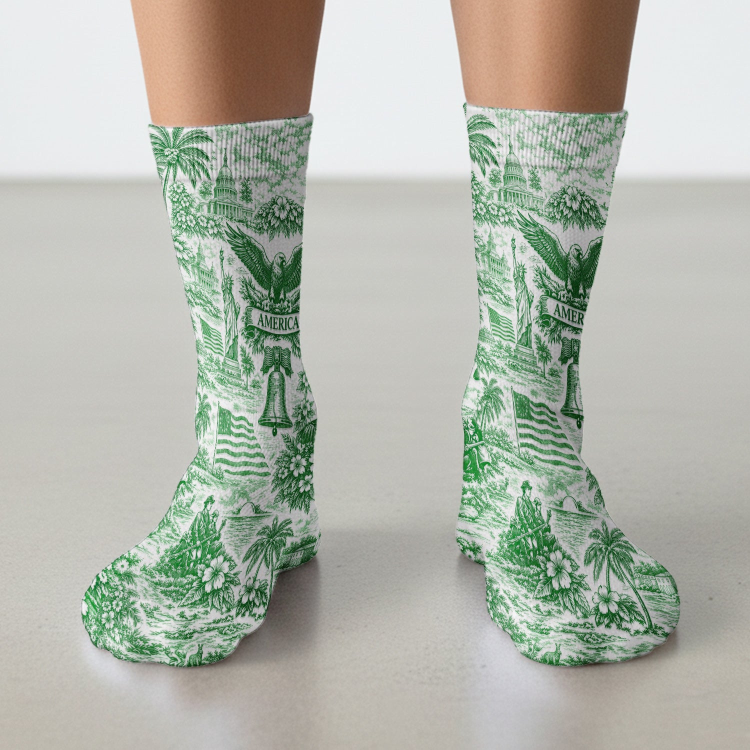 Patriotic America Heritage Toile Pattern Sock, Breathable Fabrics Medical Uniform