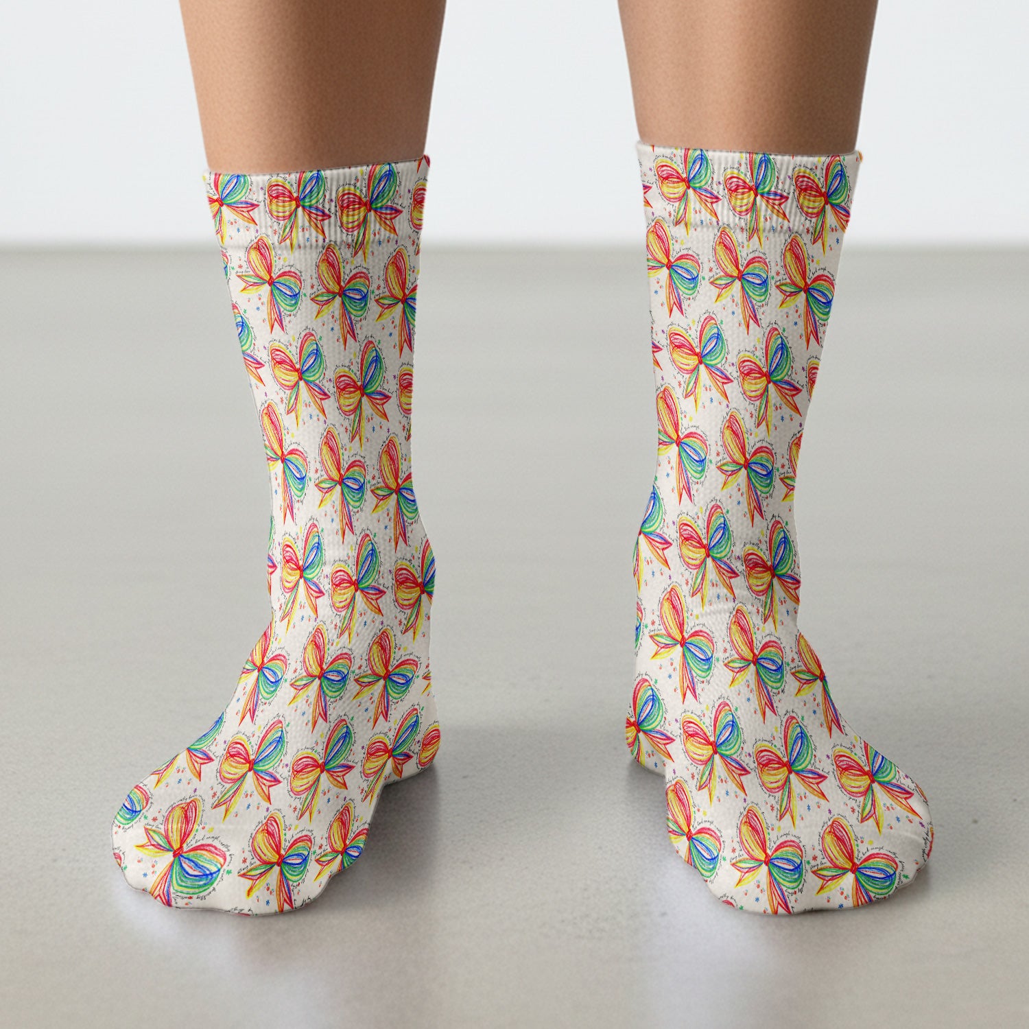 Colorful Rainbow Bow Pattern Sock, Socks for Nurse Doctor