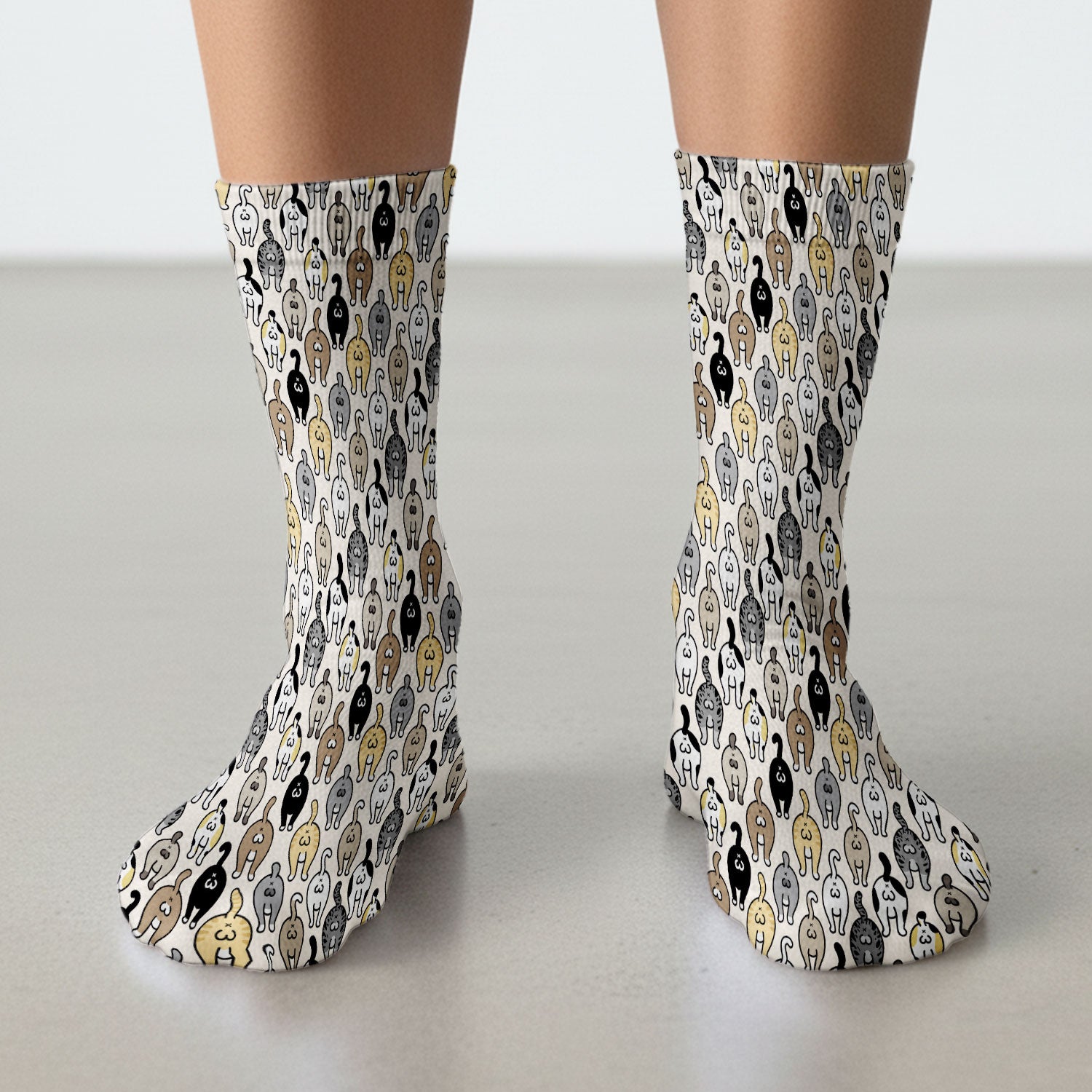 Cat Lover Nurse Scrub Socks, Funny Cat Butt Pattern Medical Sock, Breathable Fabrics Nursing Uniform