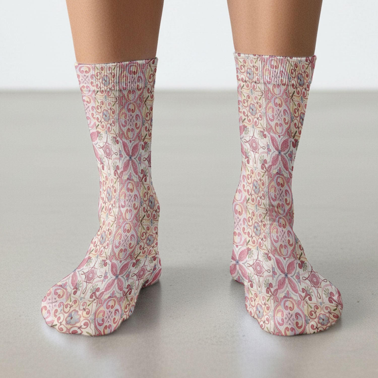 Pink Floral Nurse Socks, Black Cat Scrub Sock For Women, Breathable Fabrics Nursing Uniform