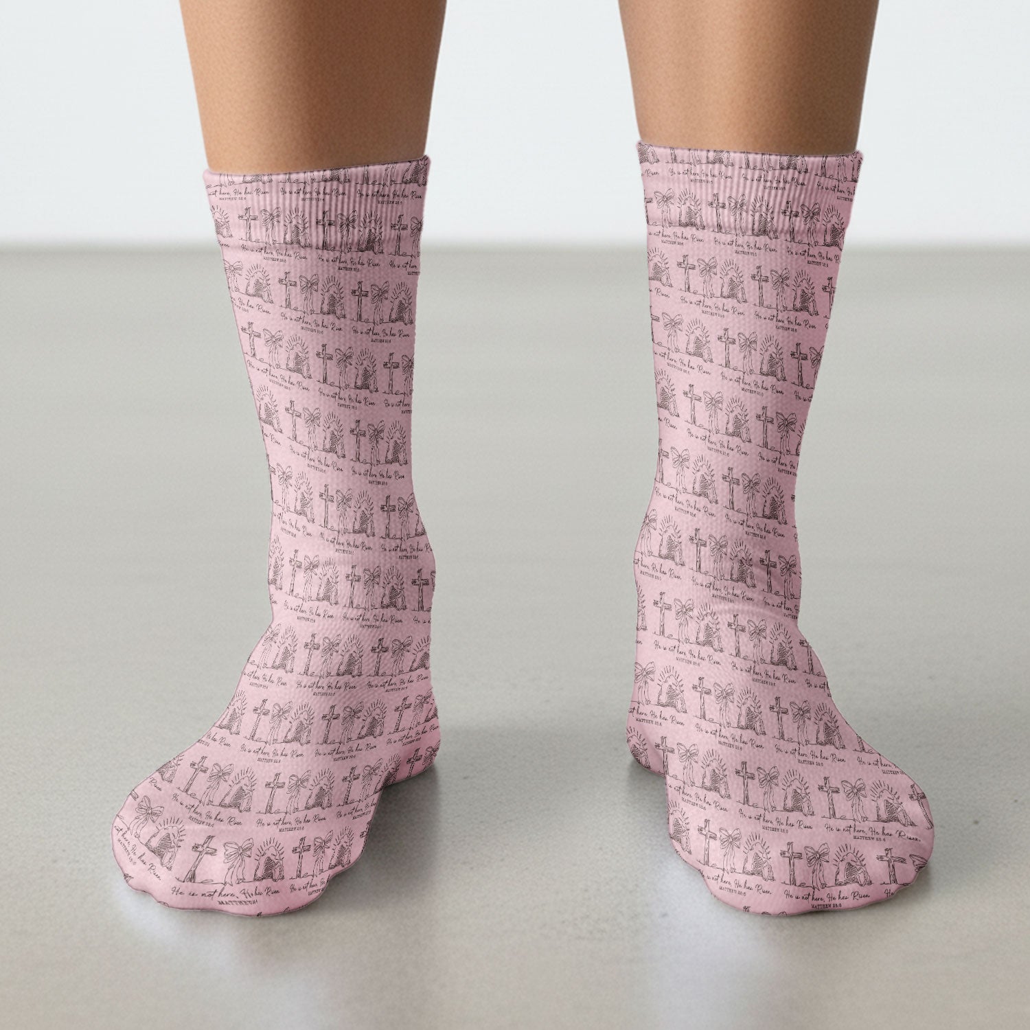Christian Cross He Is Risen Pattern Socks, Adult Socks for Men and Women