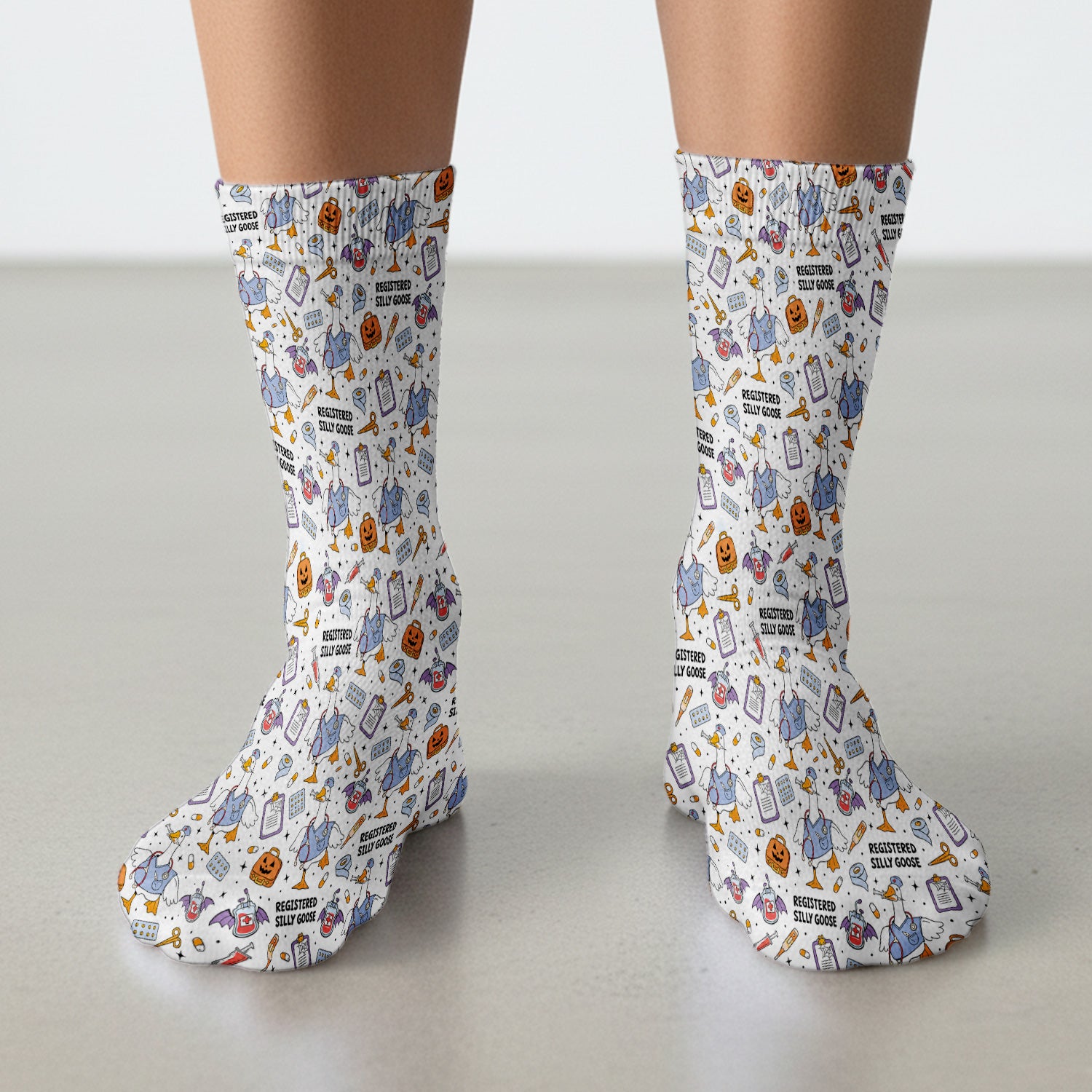 Funny Halloween Registered Silly Goose Socks, Adult Socks for Men and Women