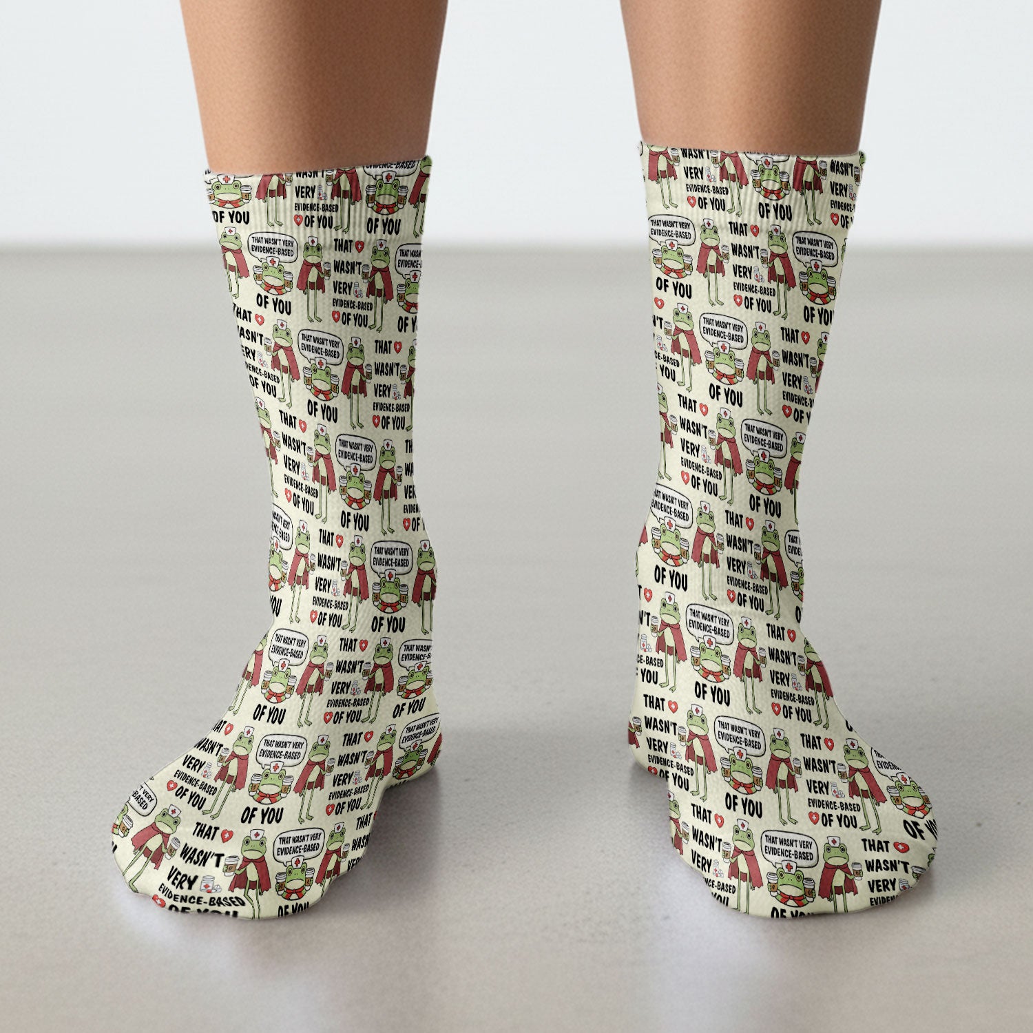 Funny Frog Nurse Quote Medical Pattern, Socks for Nurse Doctor
