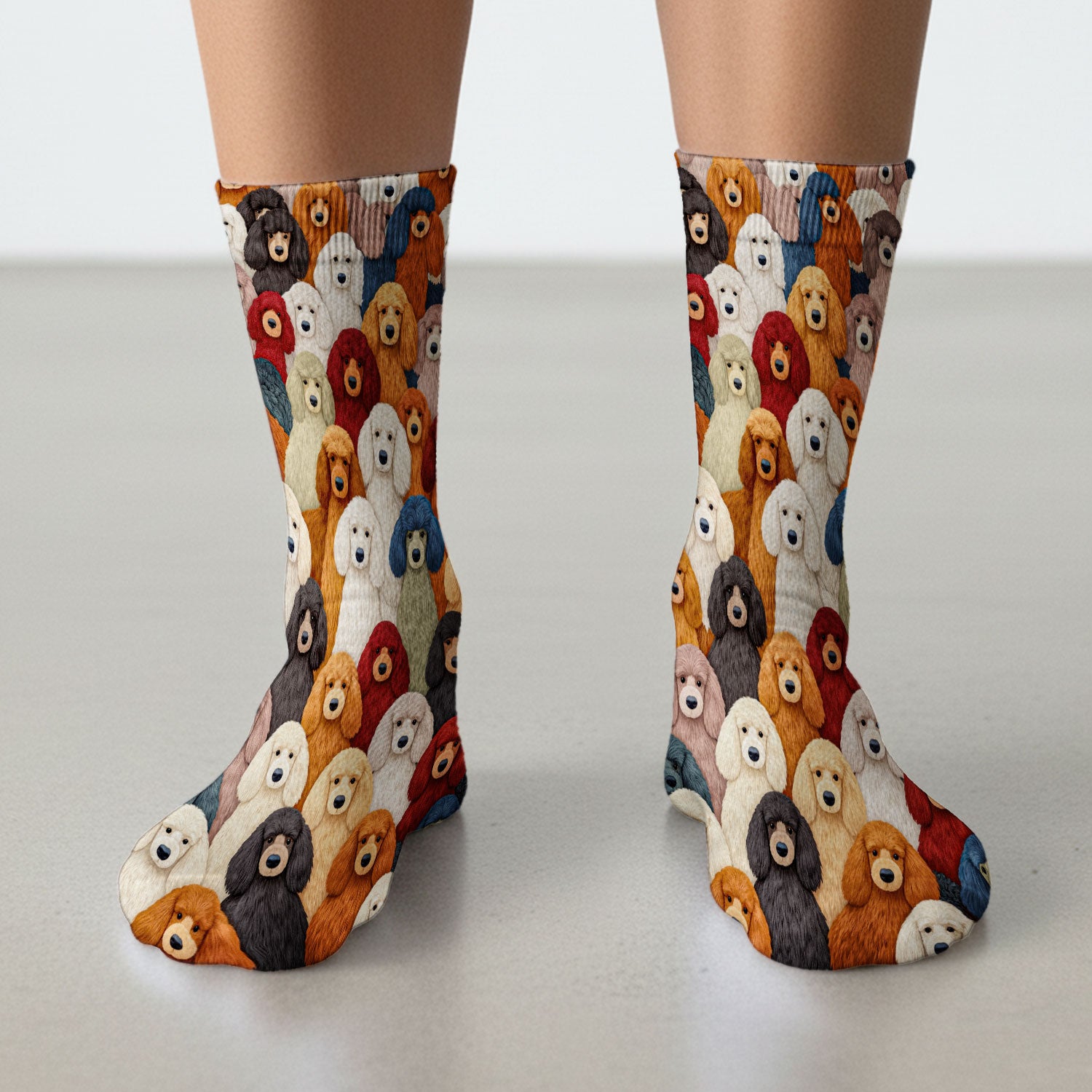 Multicolor Poodle Dog Pattern Socks, Adult Socks for Men and Women