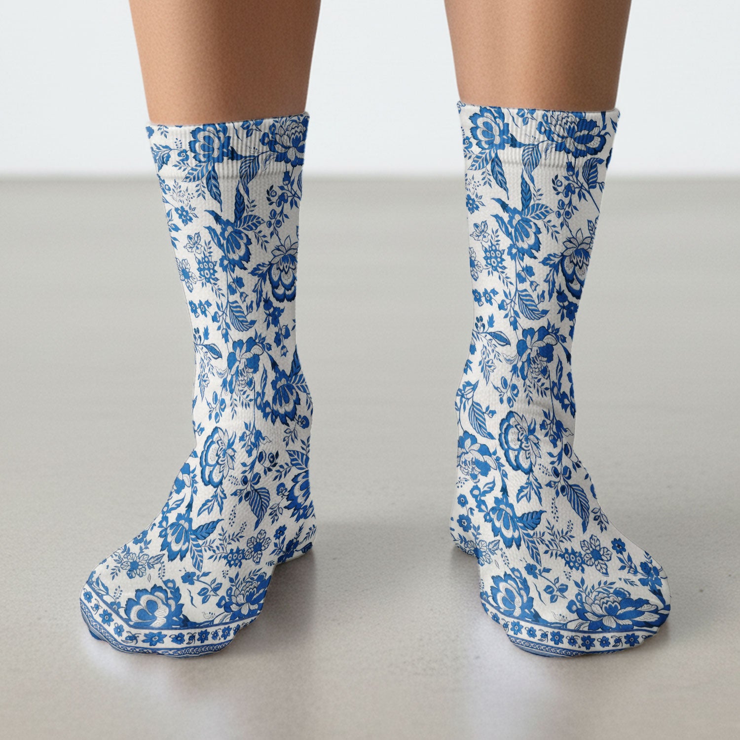 Toile De Jouy Scrub Socks For Women, Floral Pattern Nurse Sock, Comfortable Scrubs For Nursing