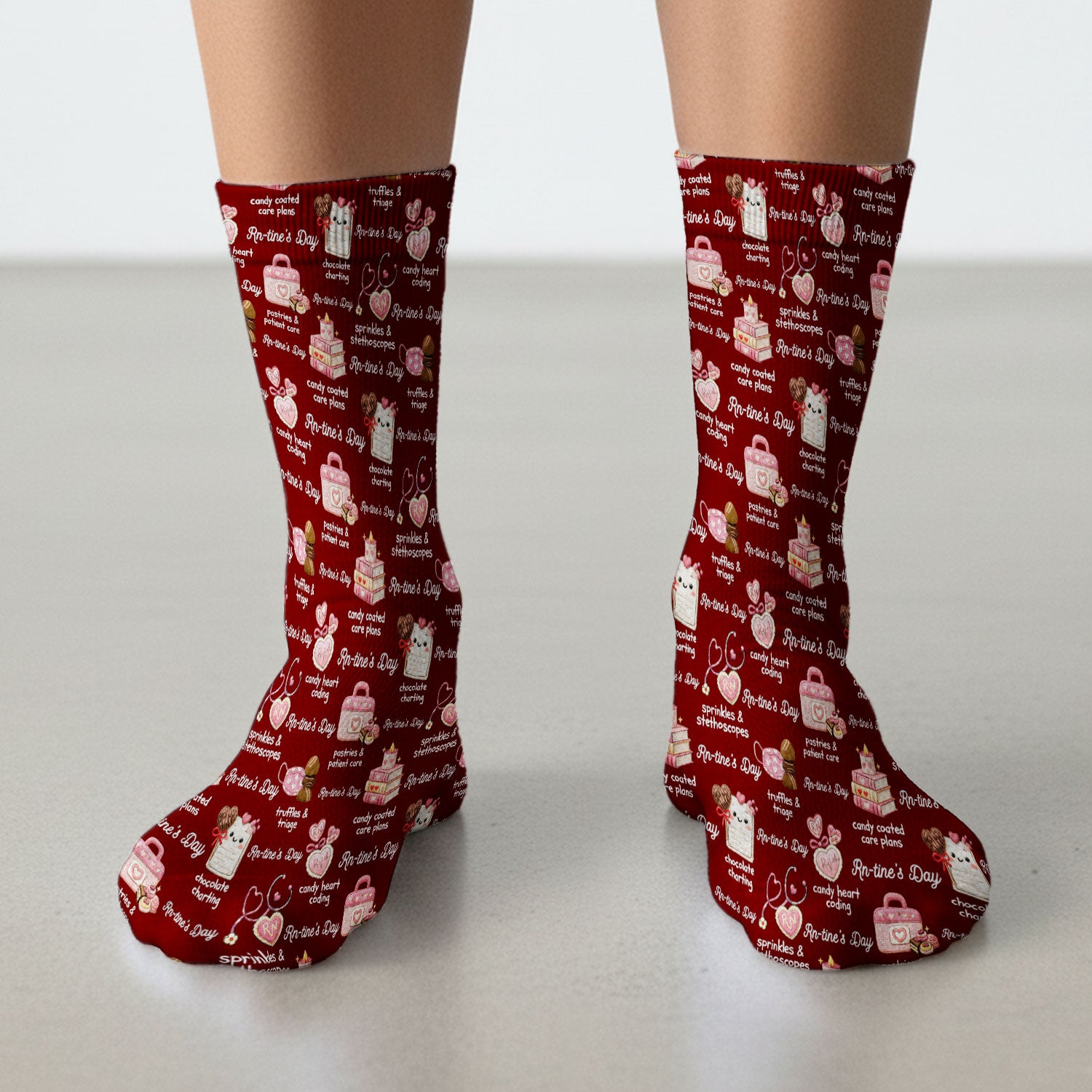 RN Sweets Valentine Stethoscope Socks, Breathable Fabrics Medical Uniform