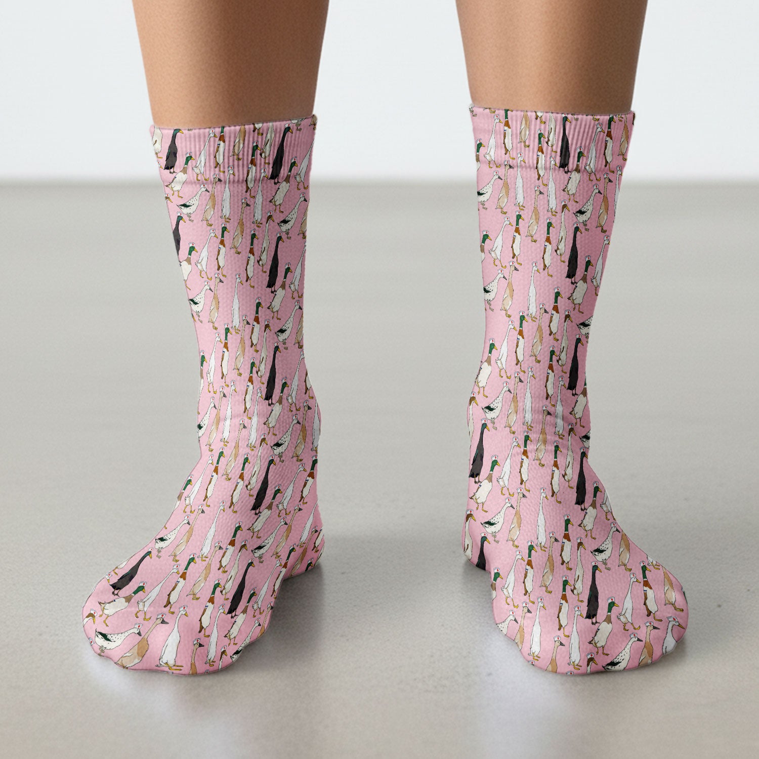 Funny Nurse Duck Pattern Socks, Breathable Fabrics Medical Uniform