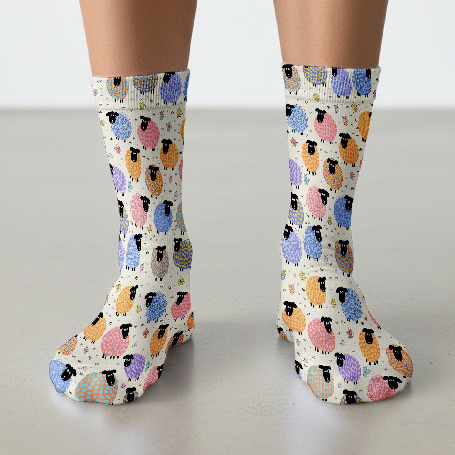 Funny Colorful Sheep Pattern Socks, Breathable Fabrics Medical Uniform