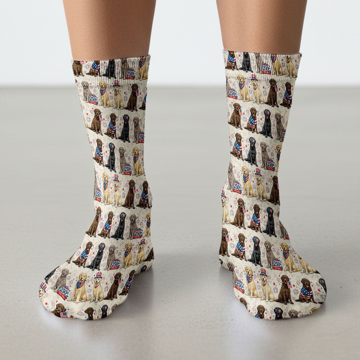4th of July Labrador Dog Patriotic Print Socks, Breathable Fabrics Medical Uniform