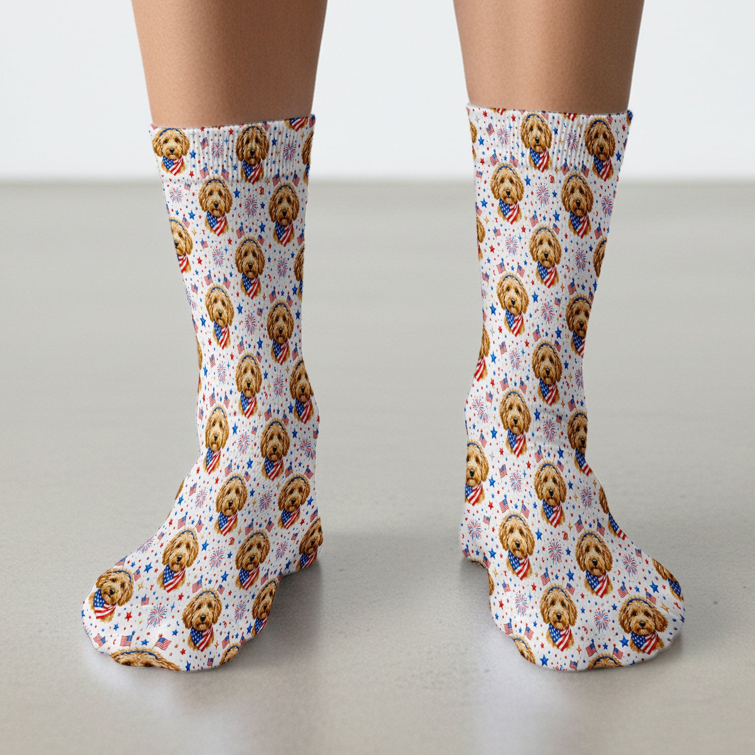 Patriotic Goldendoodle Nurse Pattern Socks, Adult Socks for Men and Women