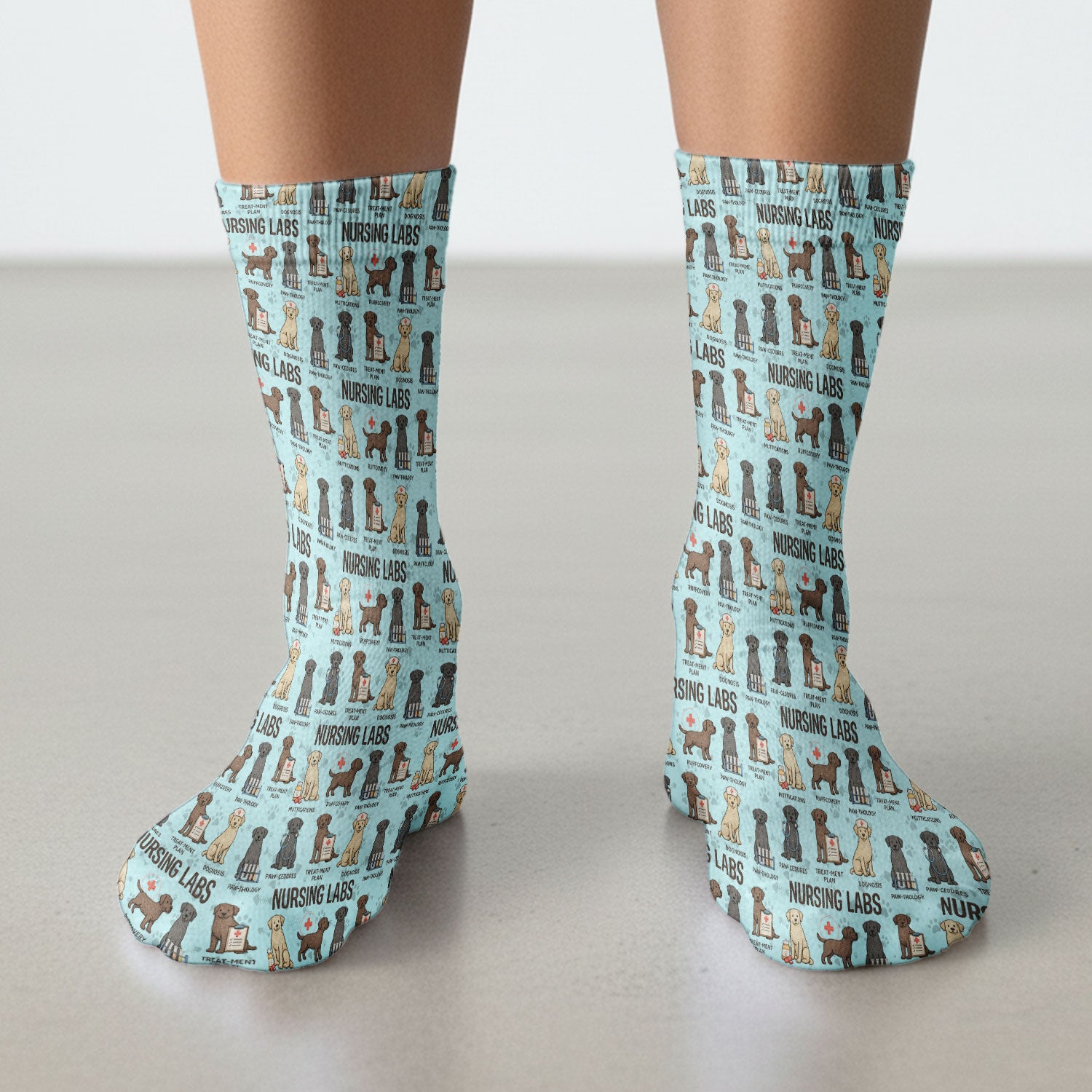 Playful Nursing Labs Dog Pattern Socks, Breathable Fabrics Medical Uniform