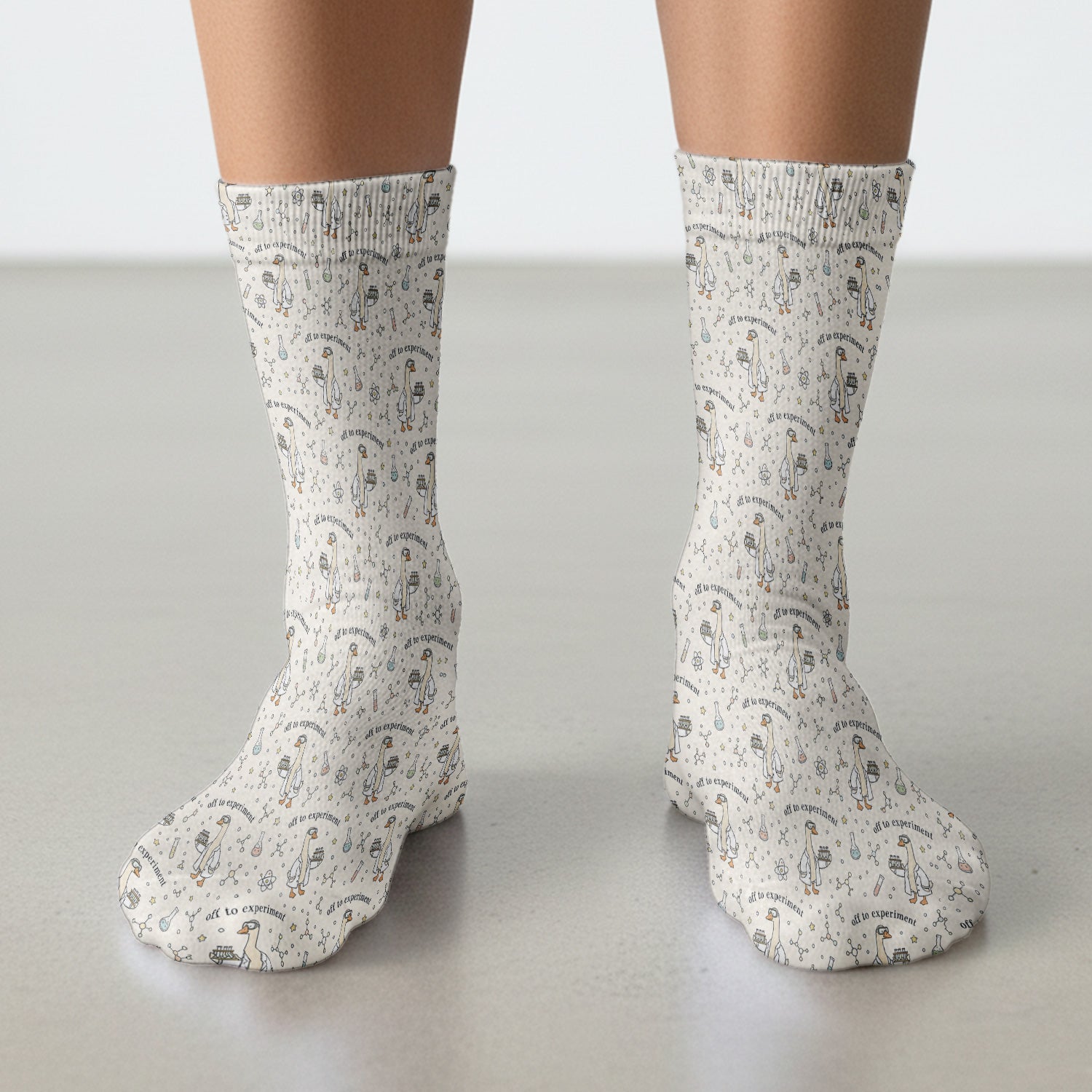 Funny Off To Experiment Scientist Goose Socks, Adult Socks for Men and Women