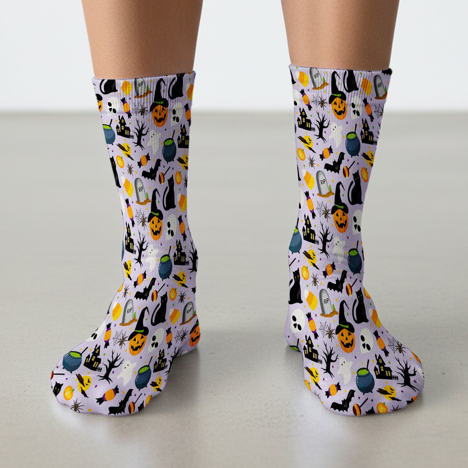 Ghost Pumpkin Witch Pattern Socks, Adult Socks for Men and Women