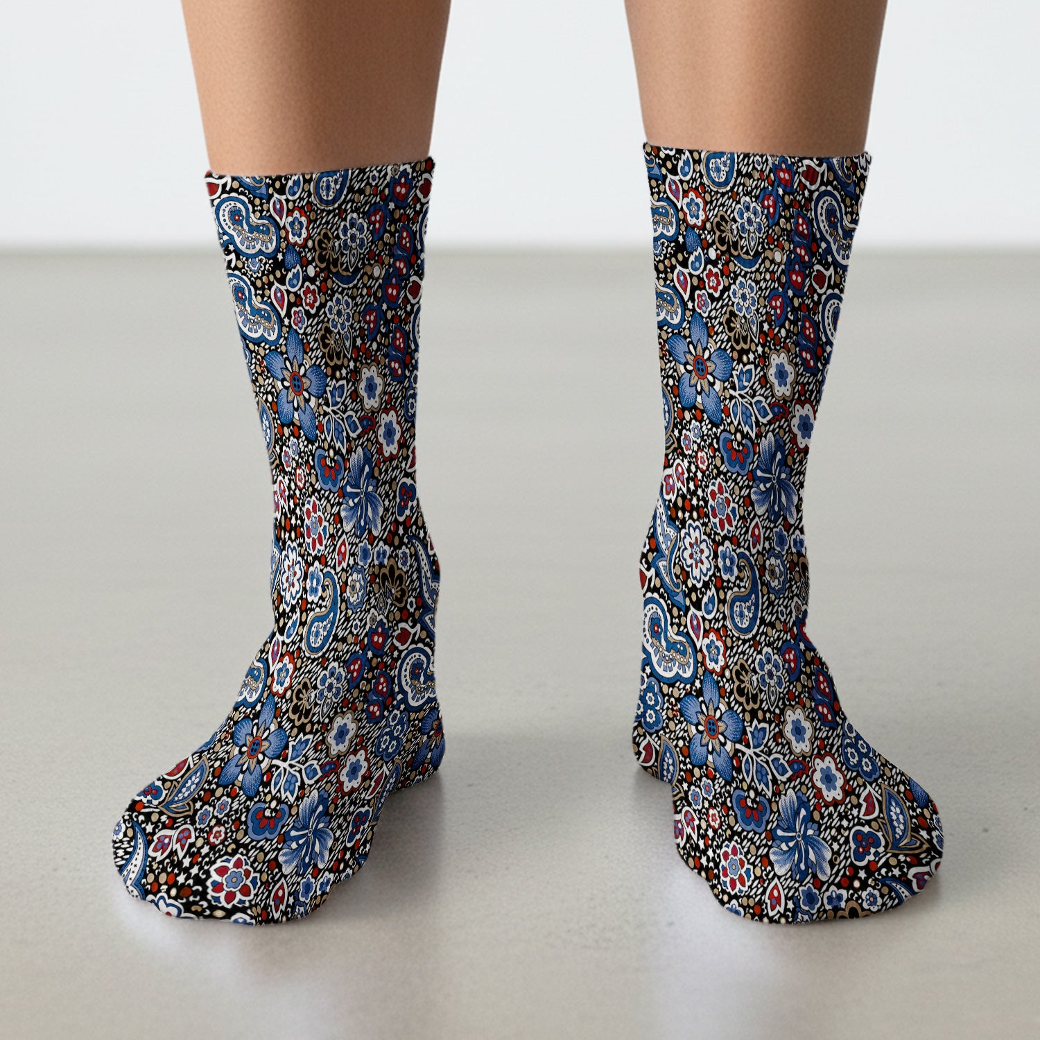 Classic Paisley Floral Pattern Socks, Adult Socks for Men and Women