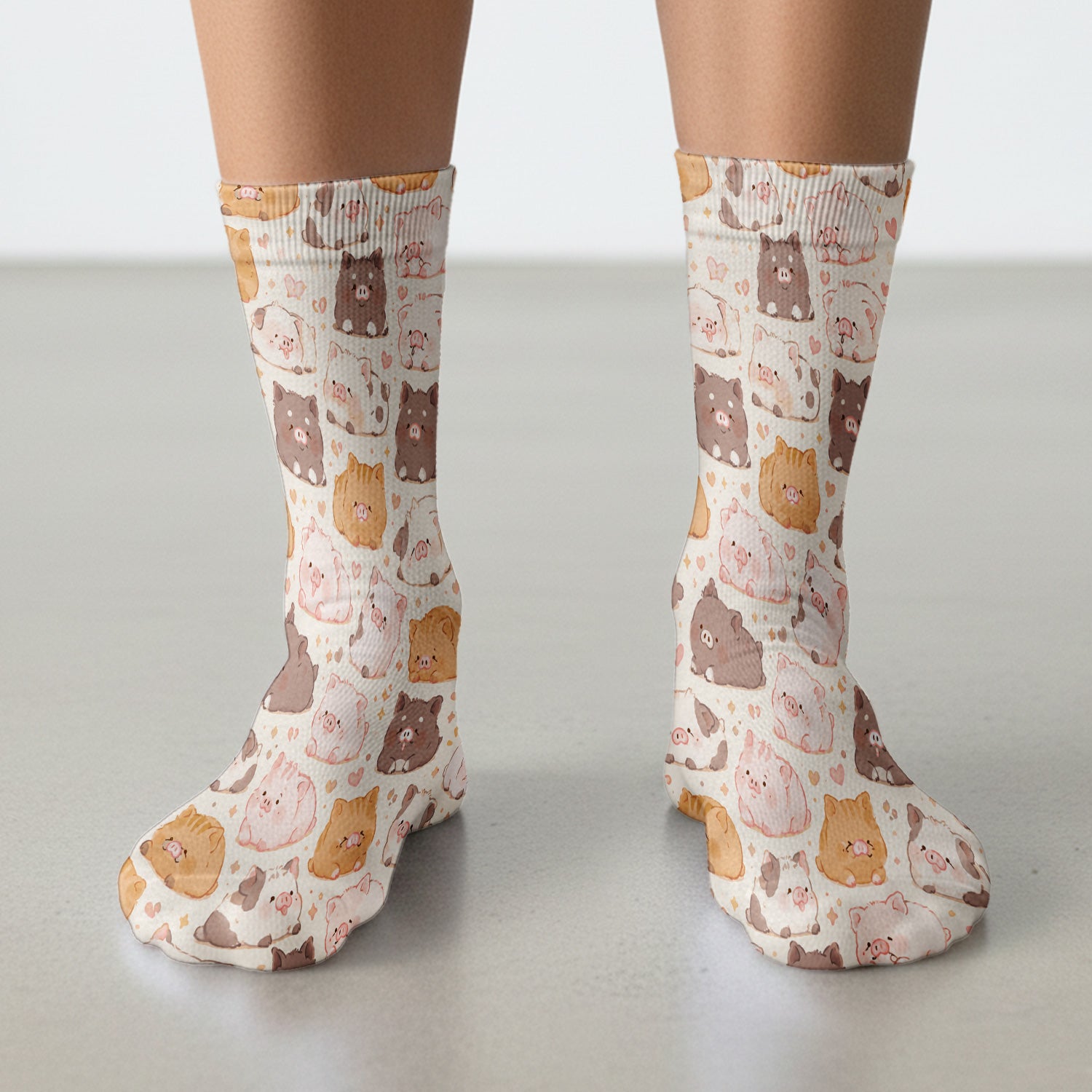 Cute Chubby Pig Nurse Print Socks, Adult Socks for Men and Women