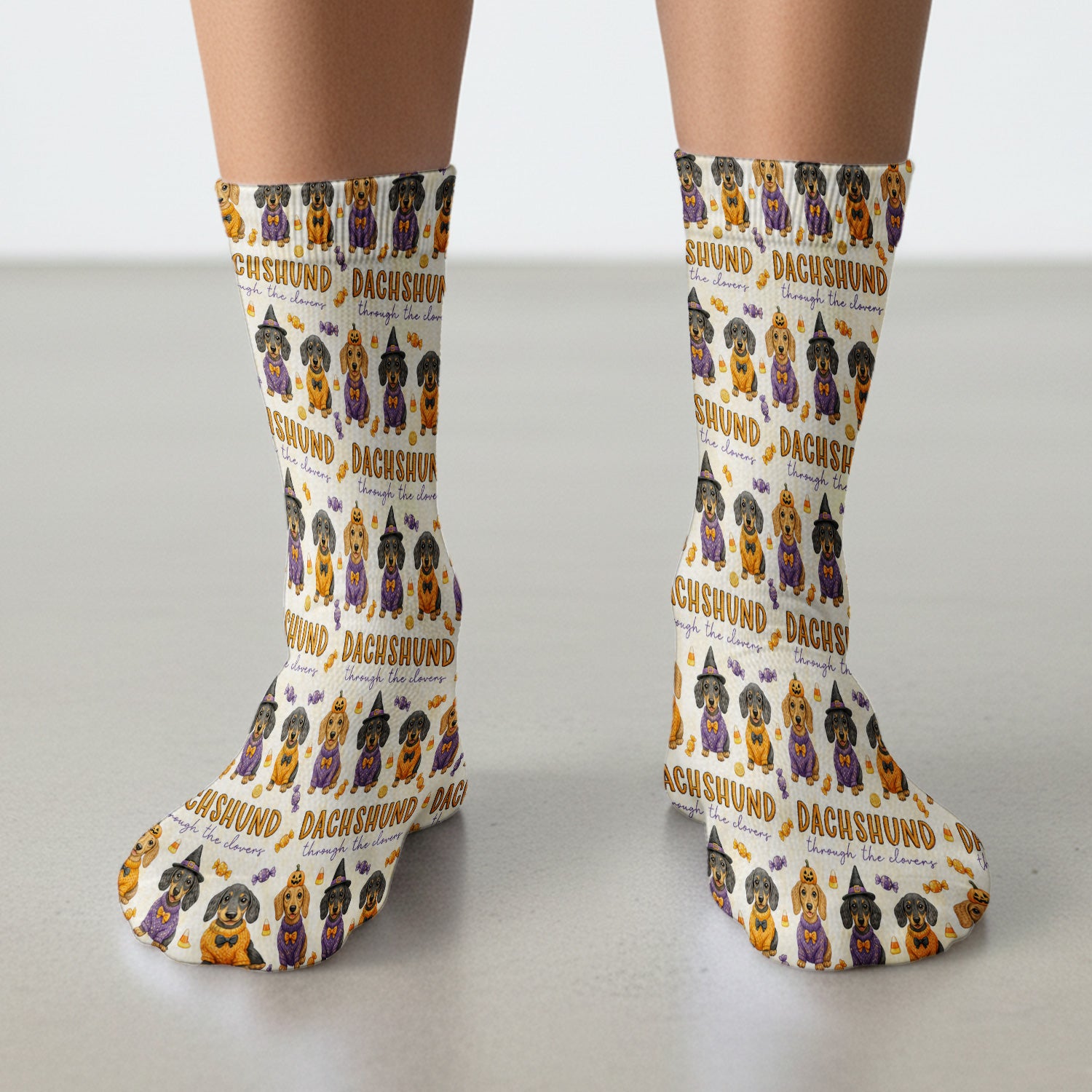 Candy Dachshund Pattern Socks, Adult Socks for Men and Women