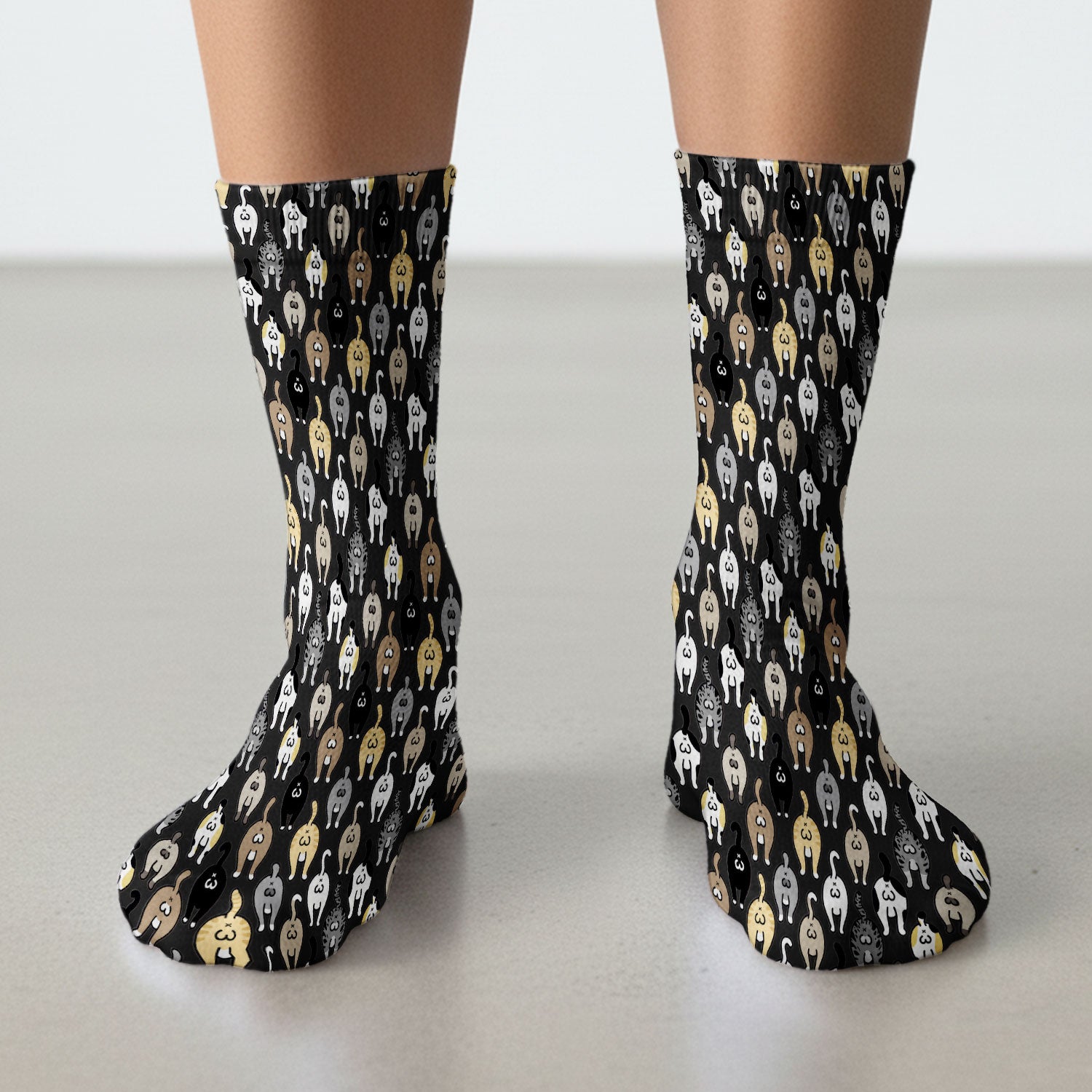 Cat Lover Nurse Scrub Socks, Funny Cat Butt Pattern Medical Sock, Breathable Fabrics Nursing Uniform