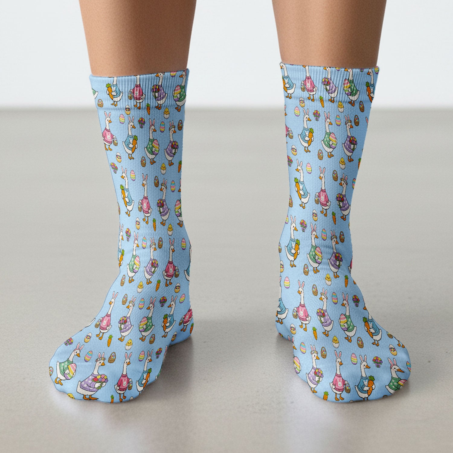 Cute Easter Goose Pattern Socks, Breathable Fabrics Medical Uniform