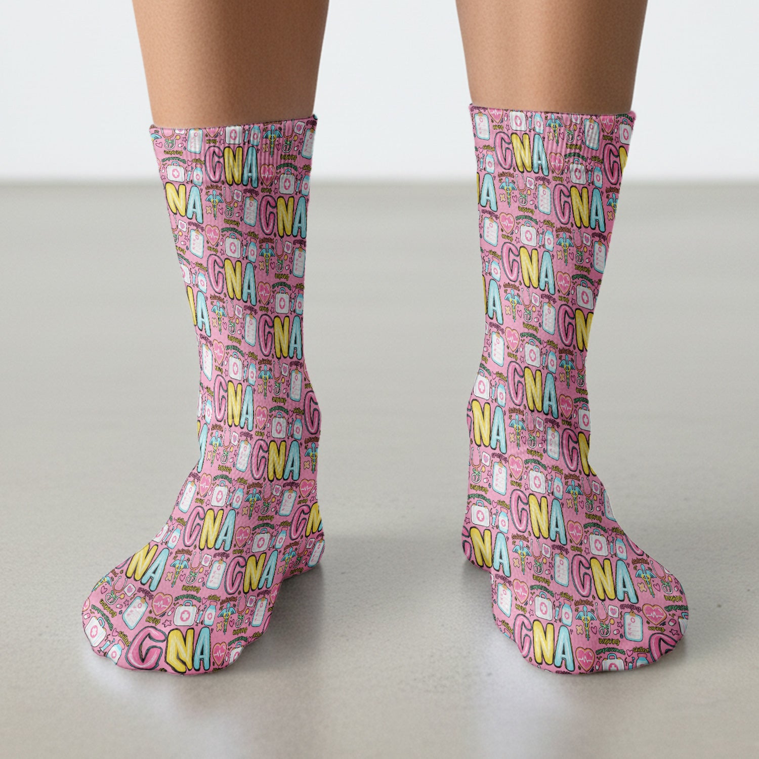 CNA Nurse Appreciation Pattern Socks, Breathable Fabrics Medical Uniform