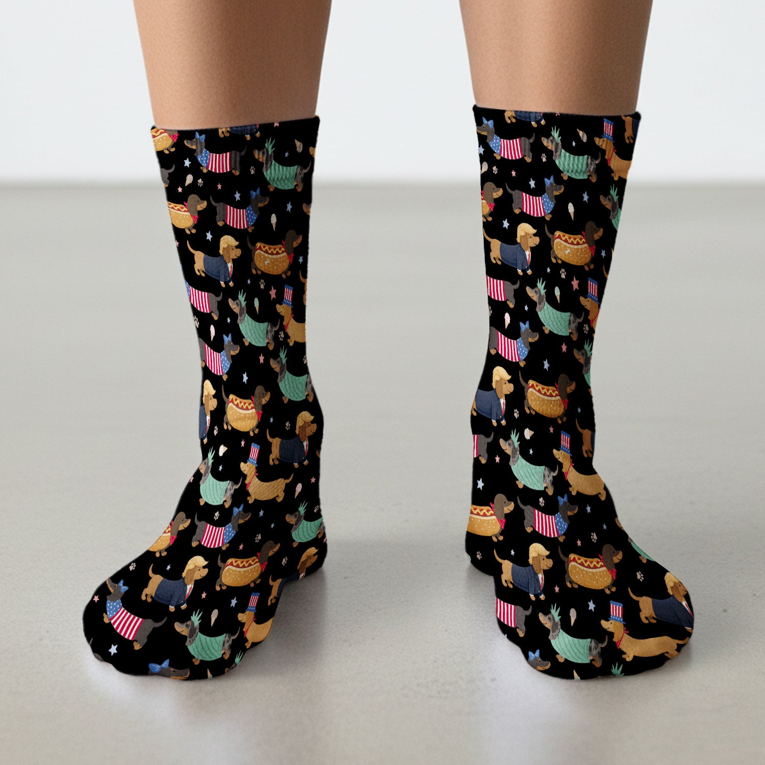 Funny Patriotic Dachshund Costume Dogs Pattern Sock, Breathable Fabrics Medical Uniform