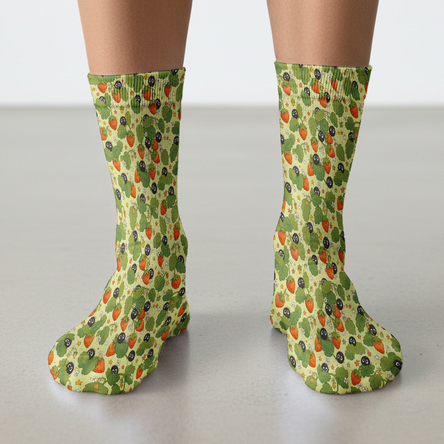 Cute Strawberry Soot Sprite Pattern Socks, Adult Socks for Men and Women