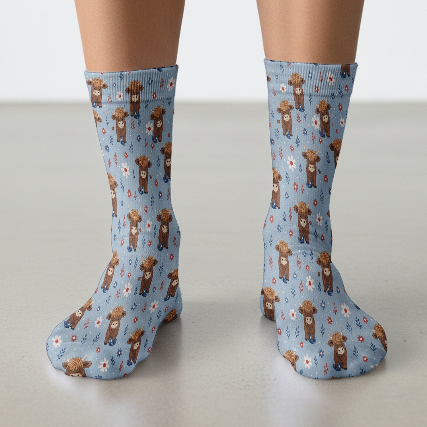 Floral Cowboy Boots Pattern Socks, Adult Socks for Men and Women