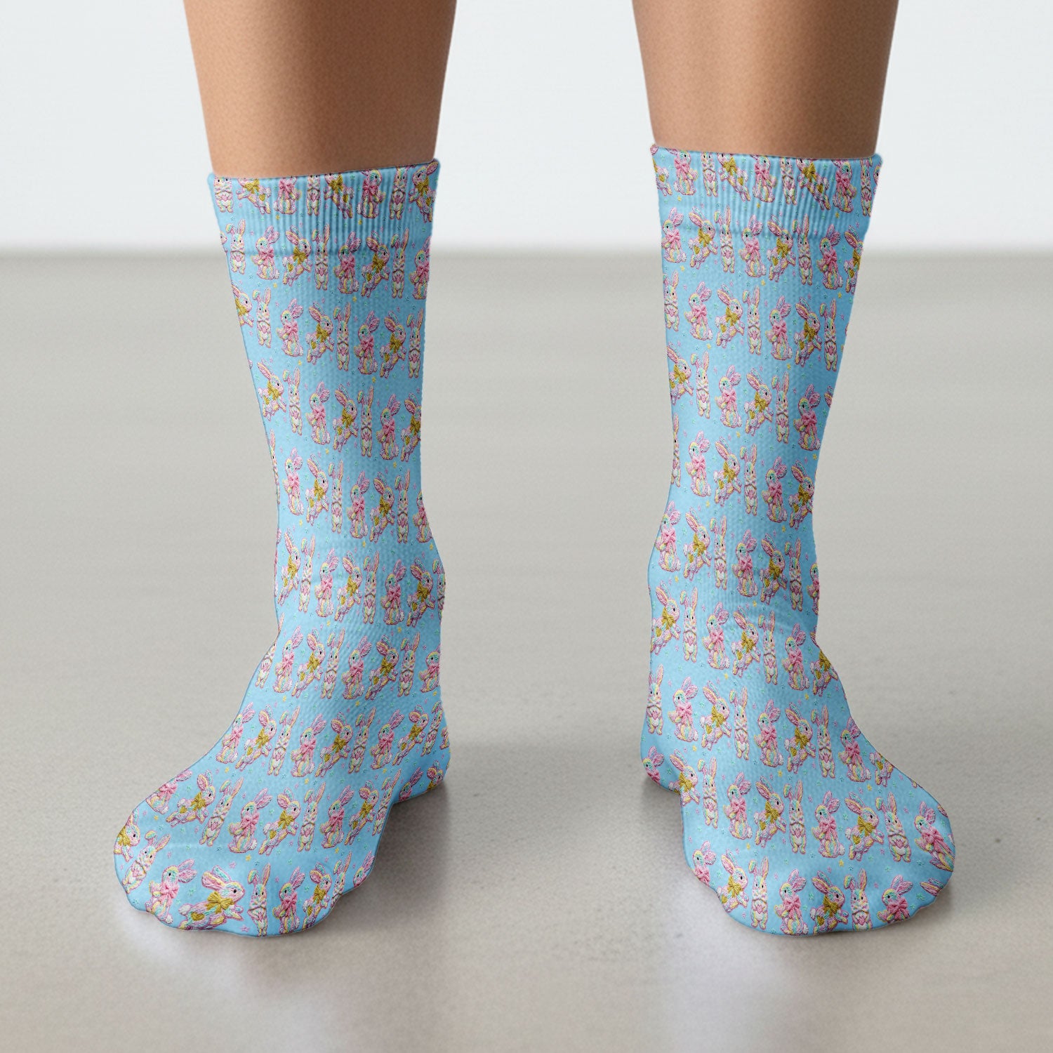 Cartoon Bunny All Over Print Medical Socks, Adult Socks for Men and Women