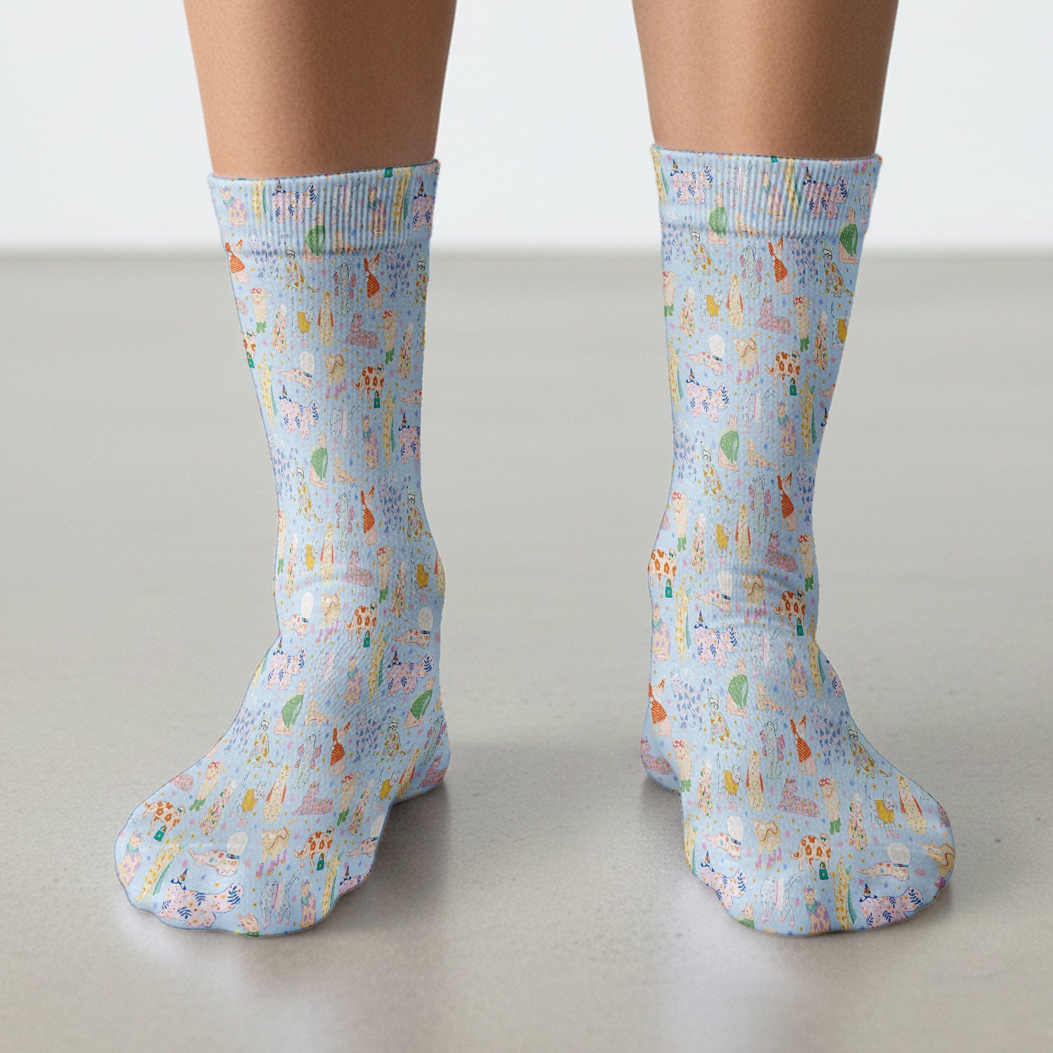 Cute Colorful Cats Pattern Socks, Socks for Nurse Doctor