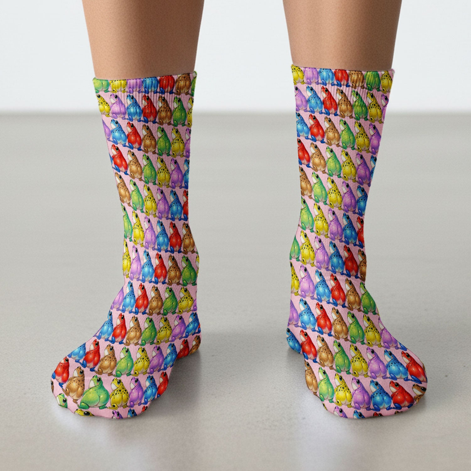 Funny Colorful Frogs Pattern Socks, Adult Socks for Men and Women