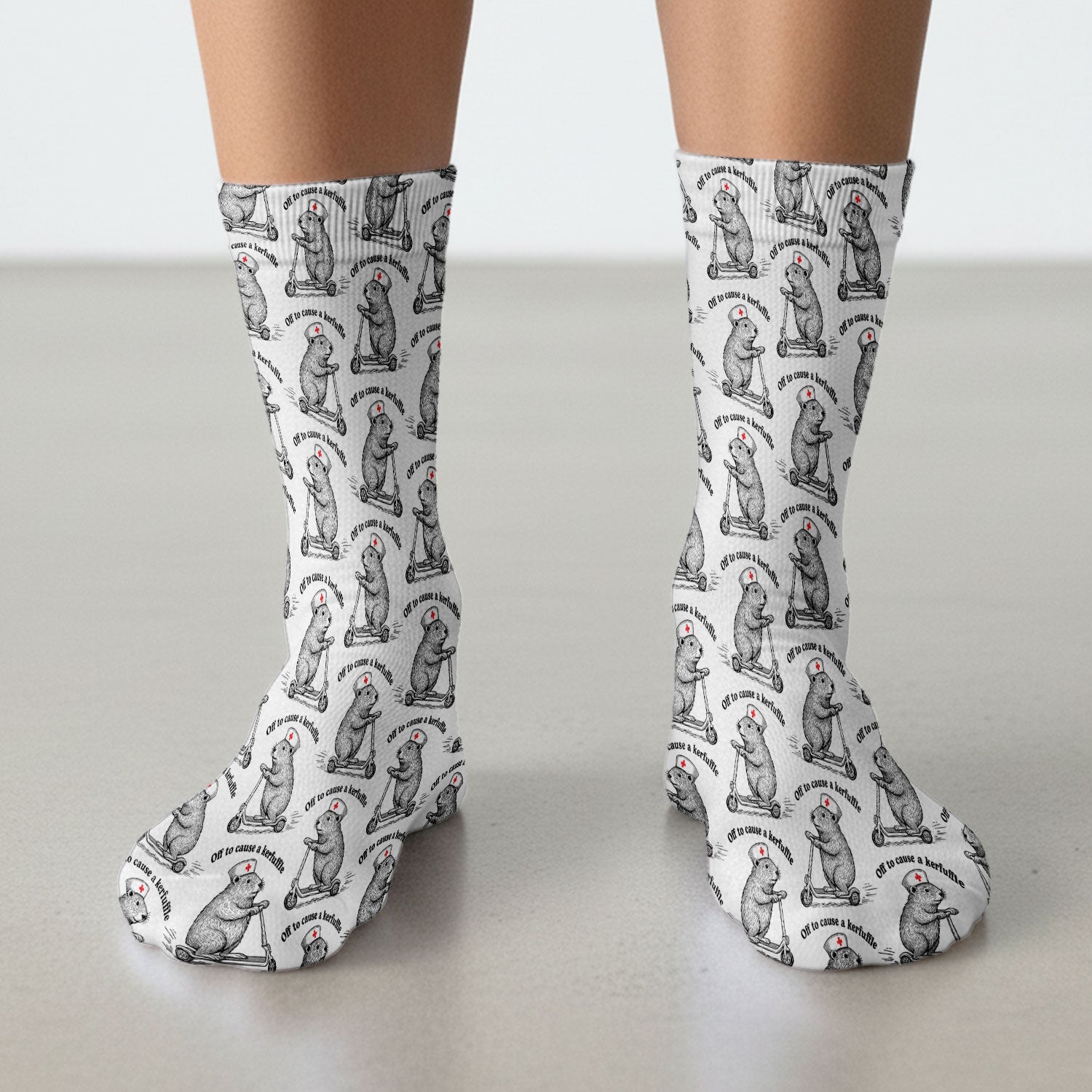 Funny Nurse Mouse Scooter Print Medical Socks, Socks for Nurse Doctor Adults