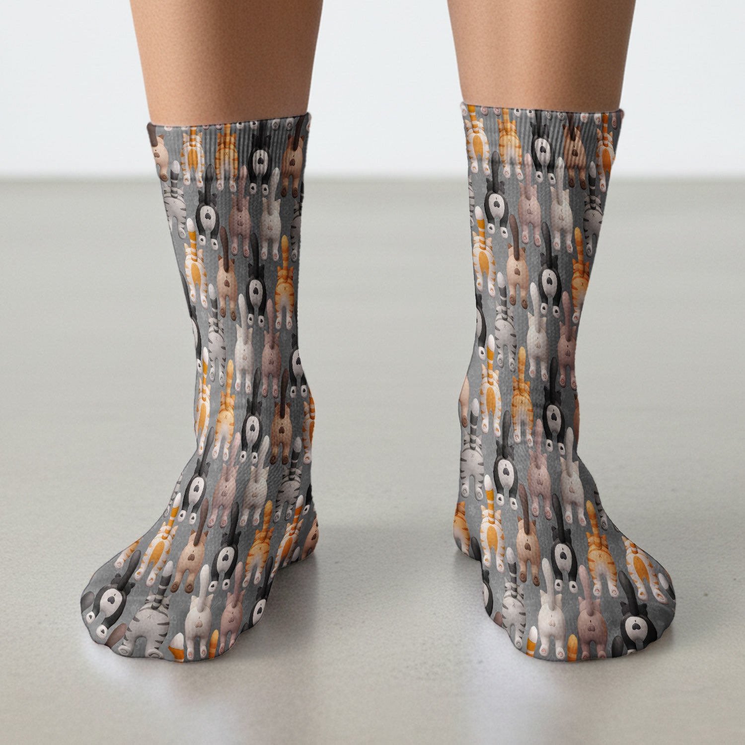 Funny Cat Butt Paw Print Pattern Socks, Breathable Fabrics Medical Uniform