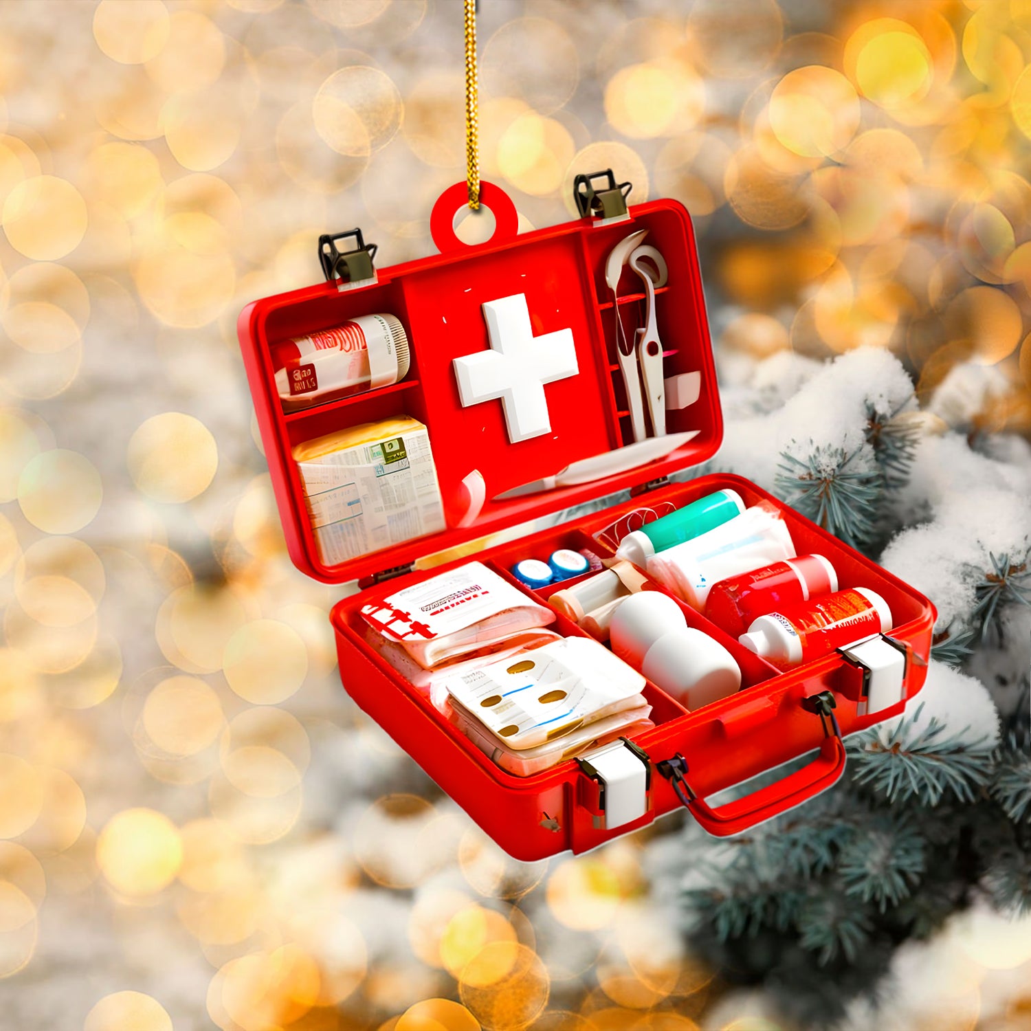 First Aid Kit Christmas Ornament, Emergency Health Kit, RN LPN CNA Healthcare Workers Gift