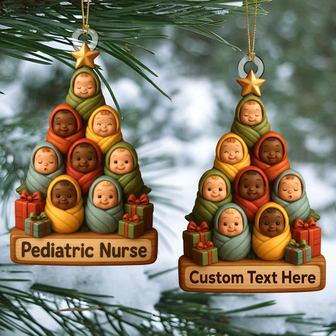 Personalized Pediatric Nurse Christmas Ornament , Nursing Ornament With Custom Name, Nurse Xmas RN Gift